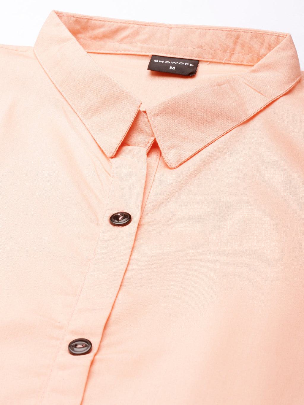 Women's Peach Belted Shirt Style Dress