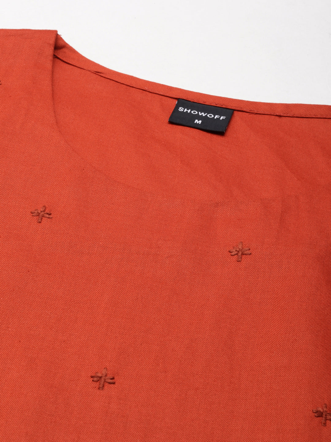 Women's Rust Solid Straight Kurta