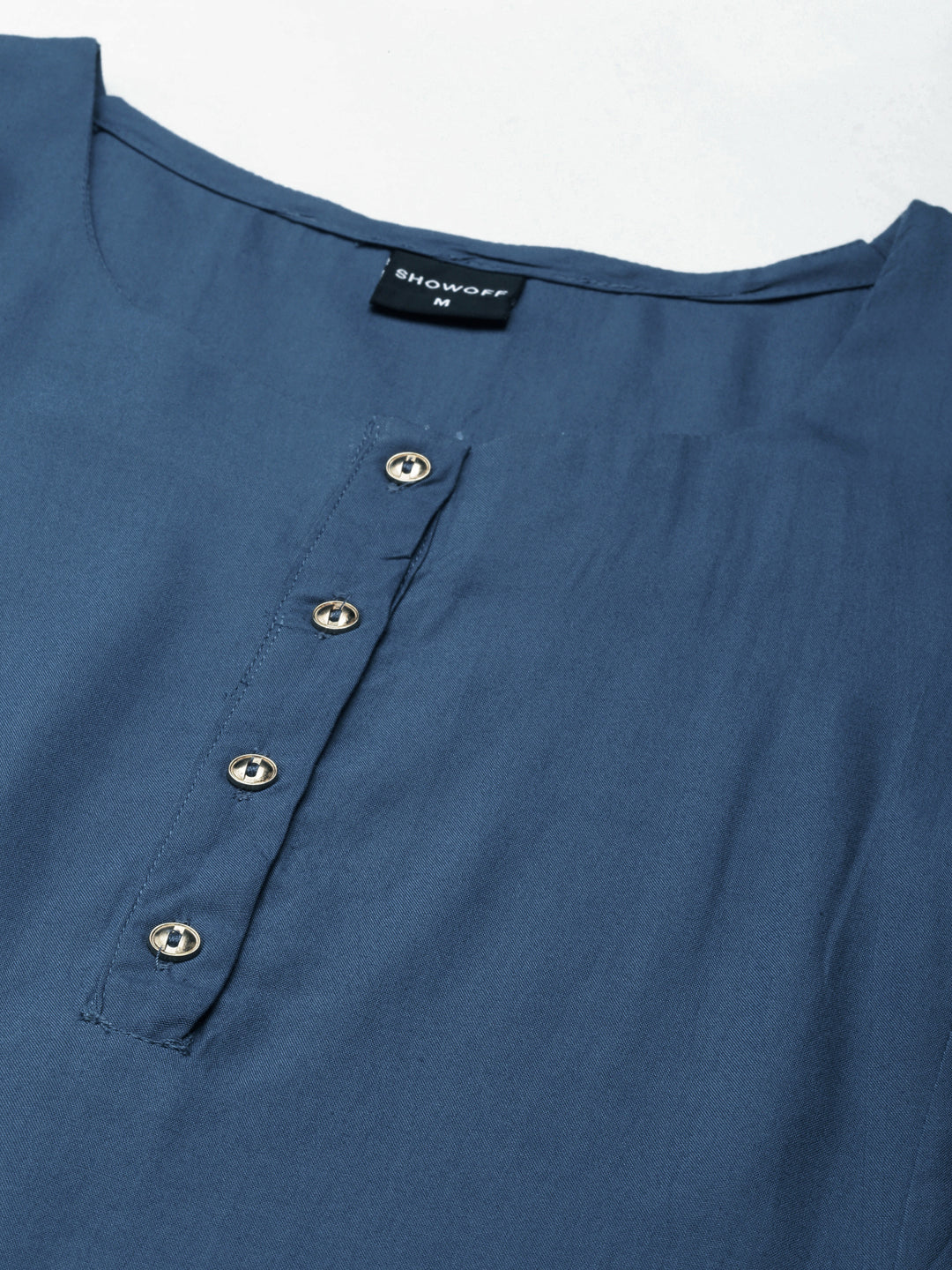 Women's Blue Round Neck Straight Kurta