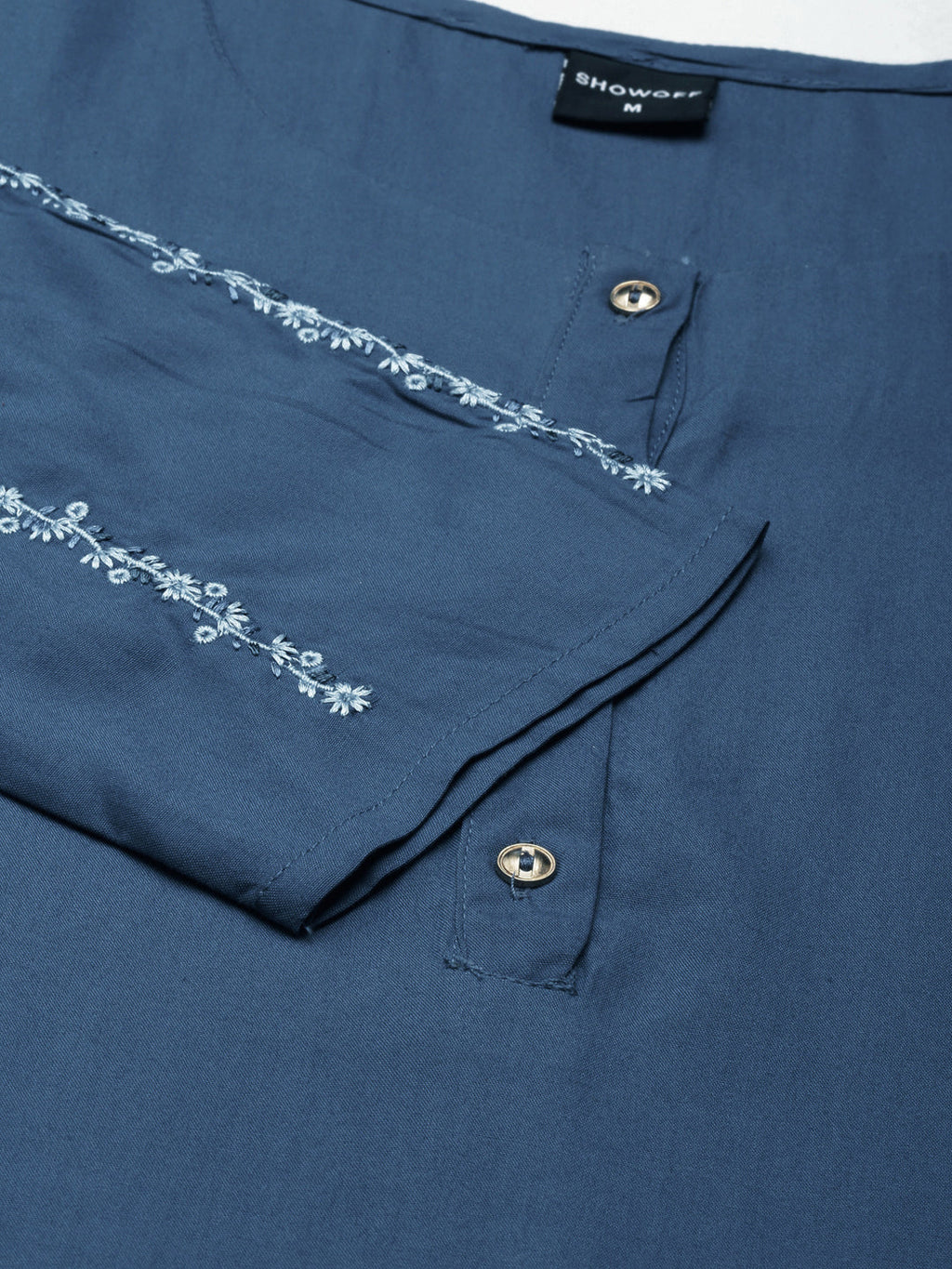 Women's Blue Round Neck Straight Kurta