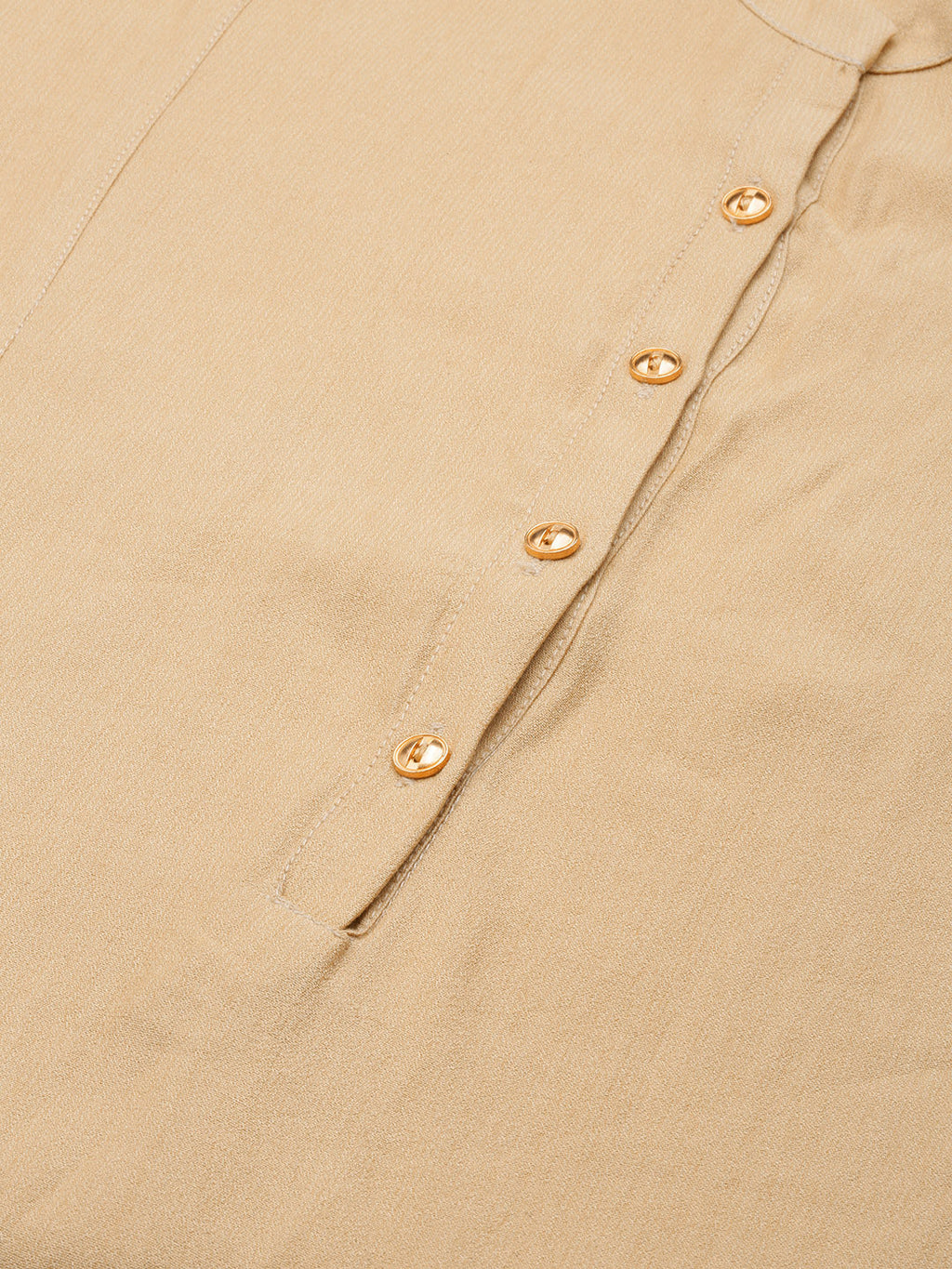 Women's Beige Mandarin Collar Straight Kurta