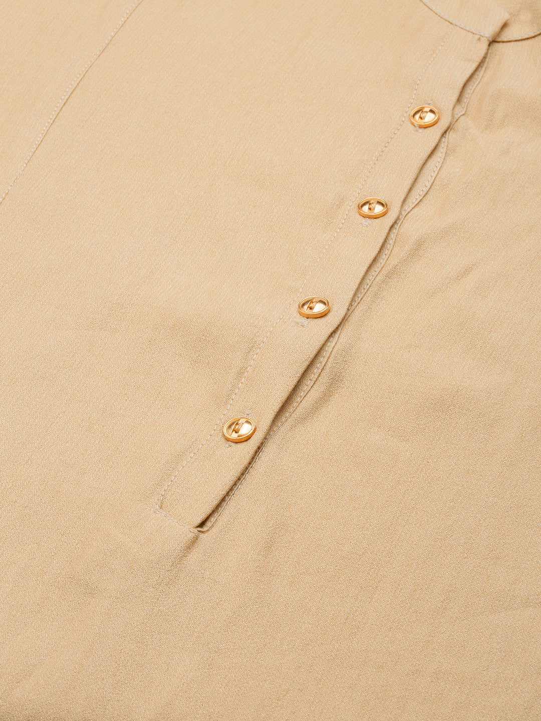 Women's Beige Mandarin Collar Straight Kurta