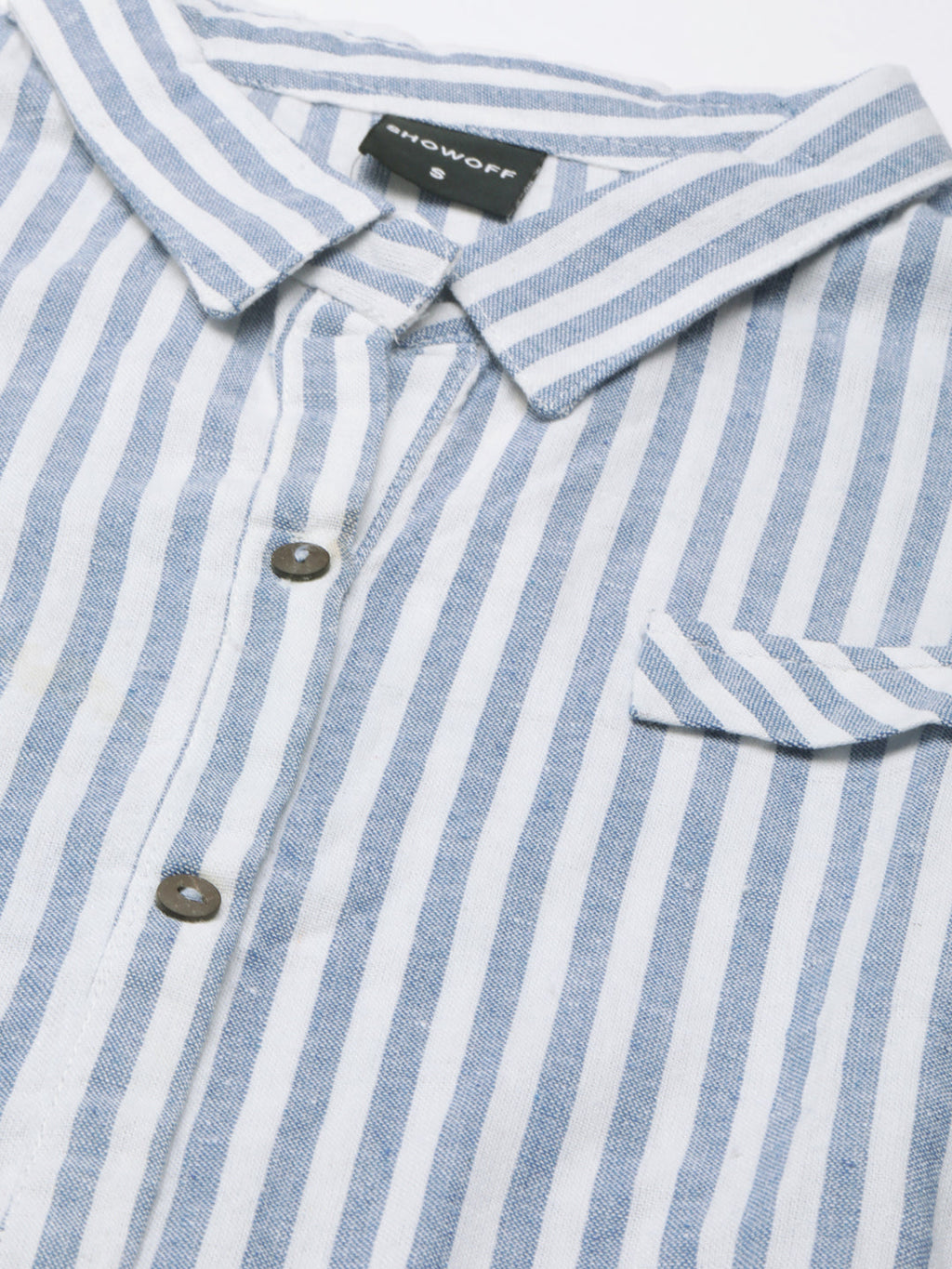 Women's Blue Striped Pure Cotton A Line Kurta