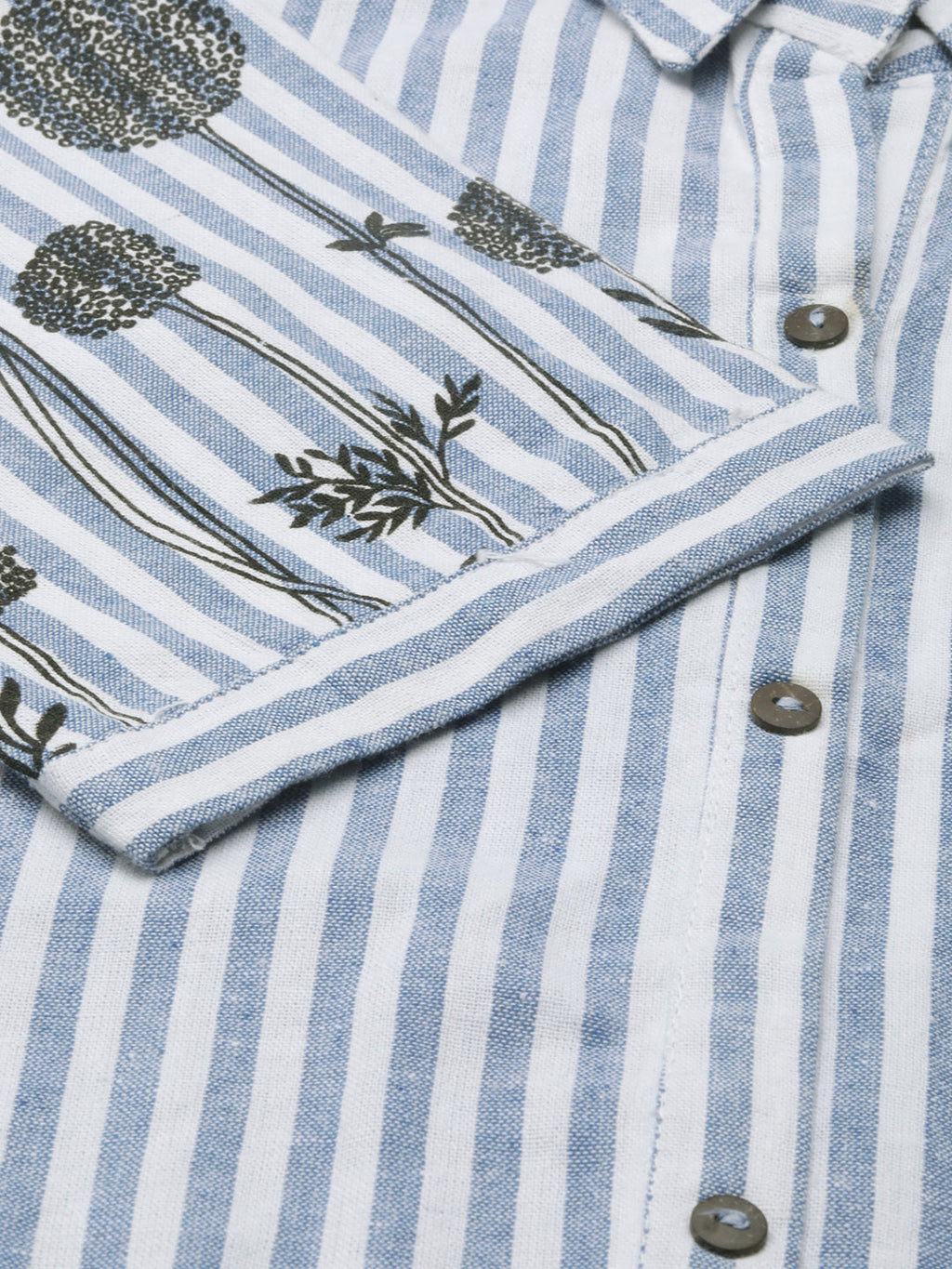 Women's Blue Striped Pure Cotton A Line Kurta