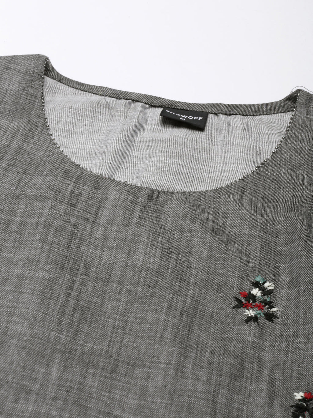 Women's Grey Solid Straight Kurta