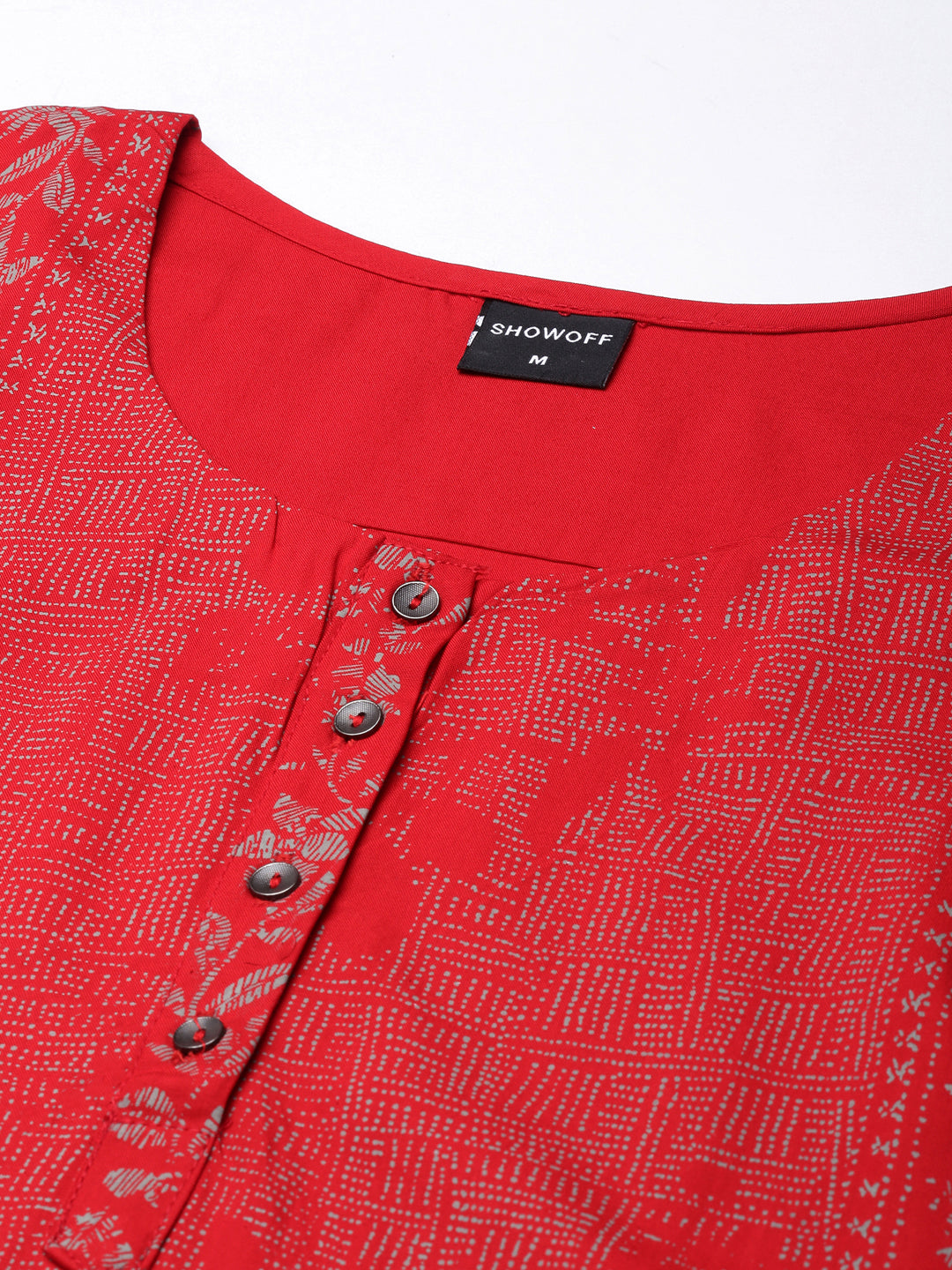 Women's Straight Red Floral Kurta