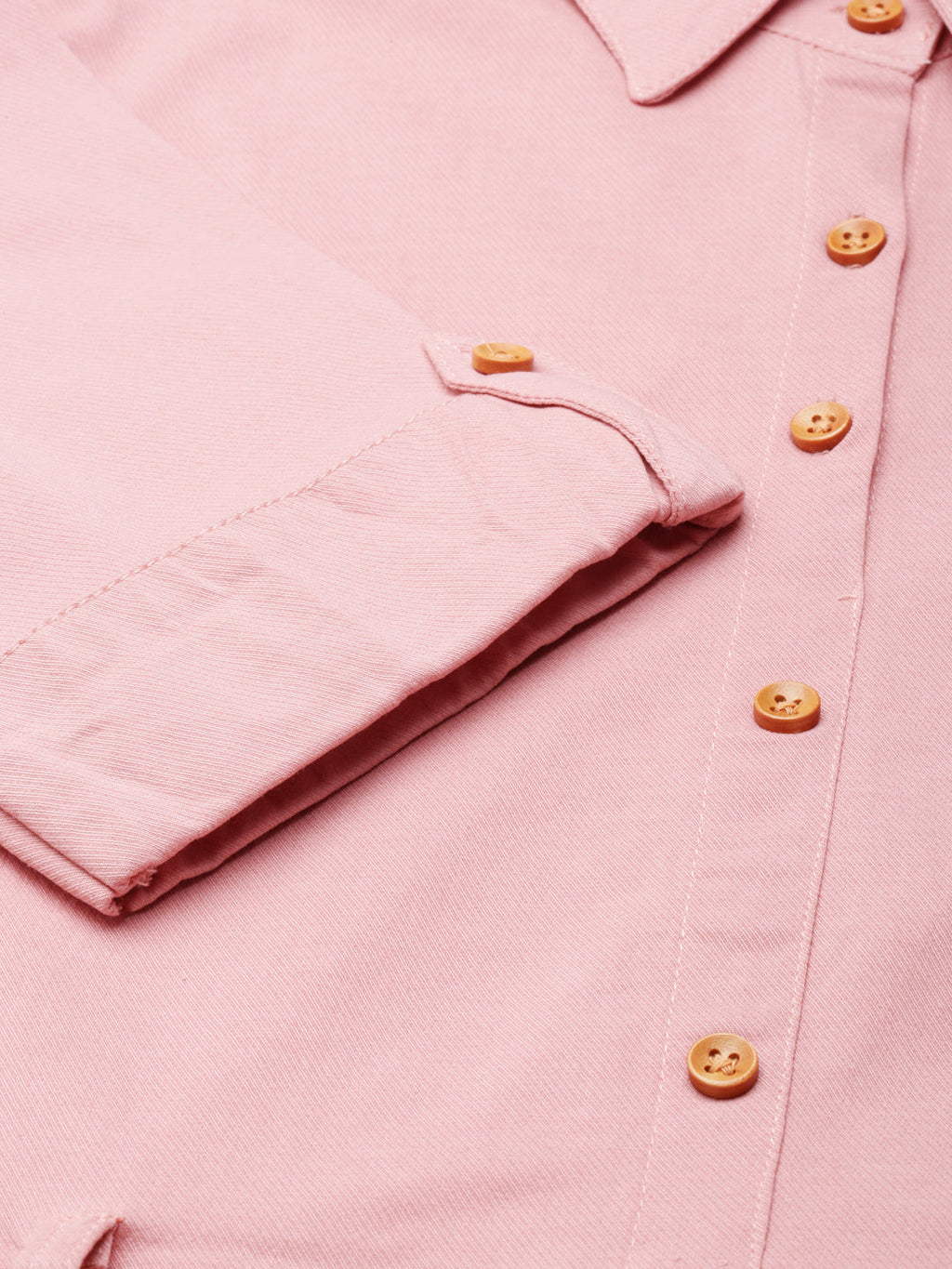 Women's Pink Shirt Collar Short Sleeves Cotton Shirt Dress