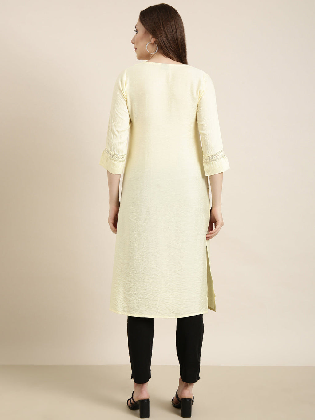 Women's Straight Yellow Solid Kurta
