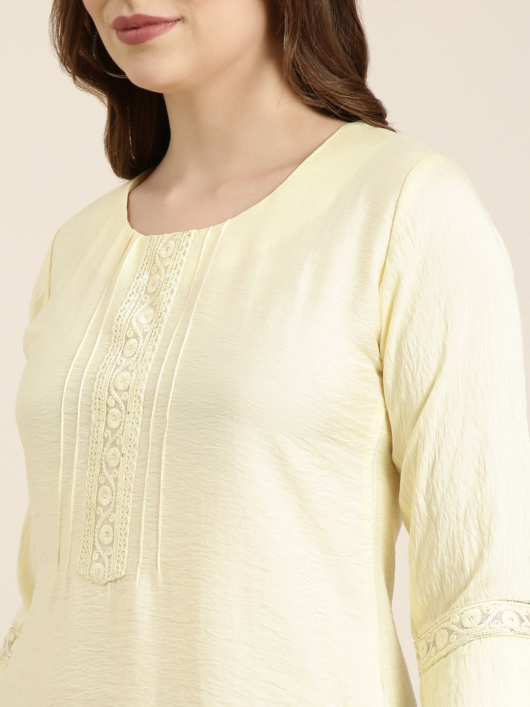 Women's Straight Yellow Solid Kurta