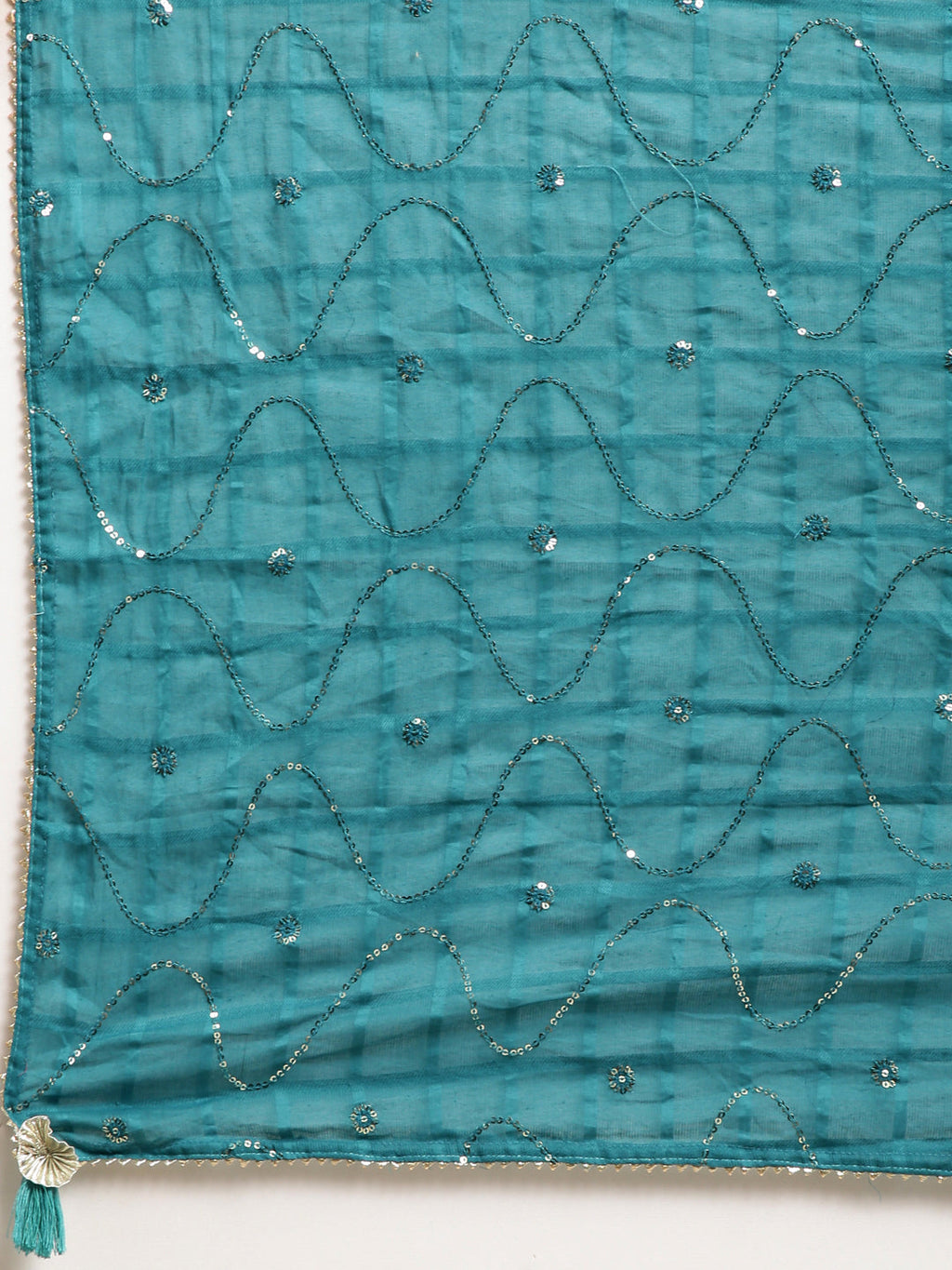 Women's Anarkali Green Floral Kurta Sets with Dupatta