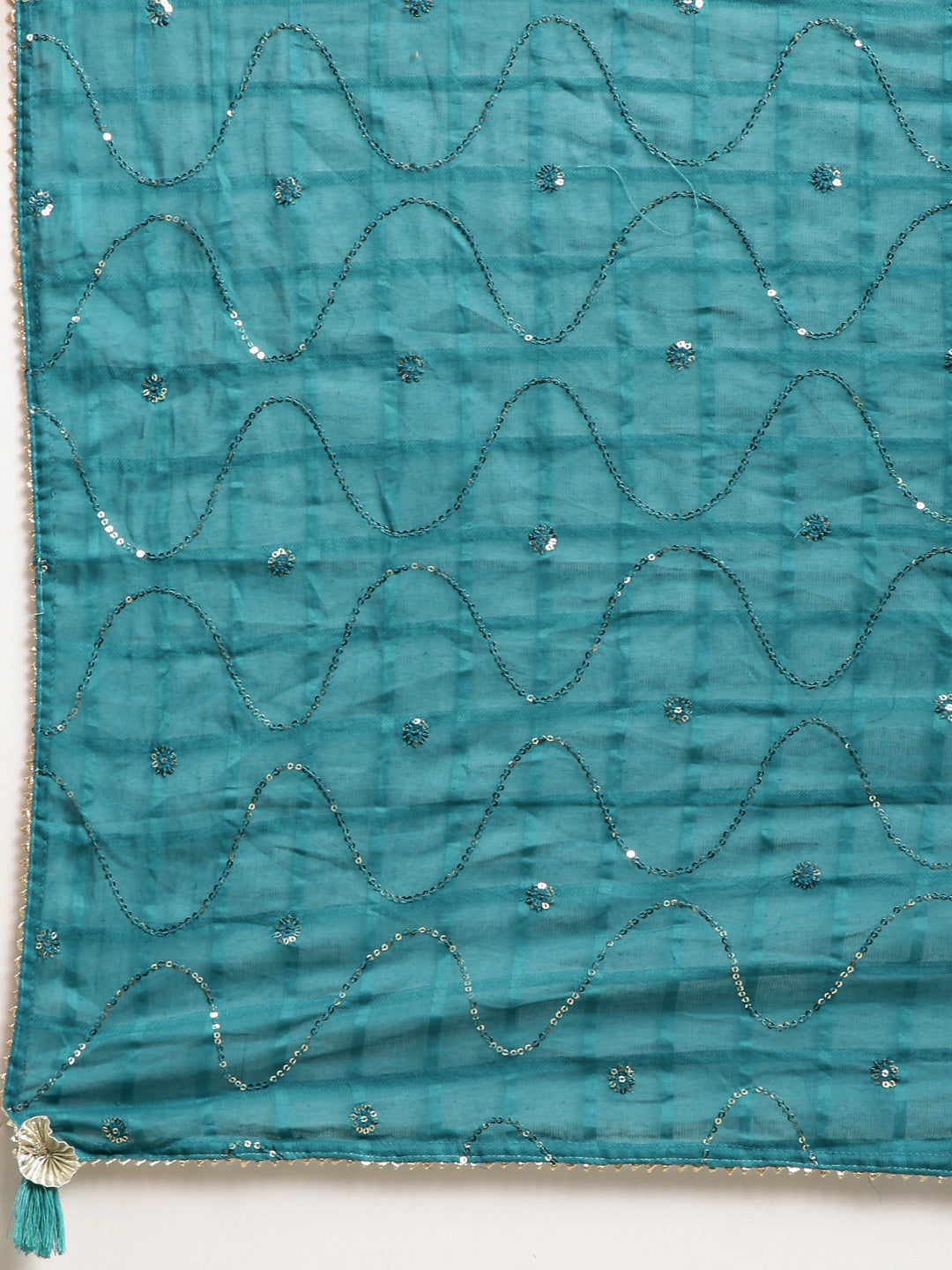 Women's Anarkali Green Floral Kurta Sets with Dupatta