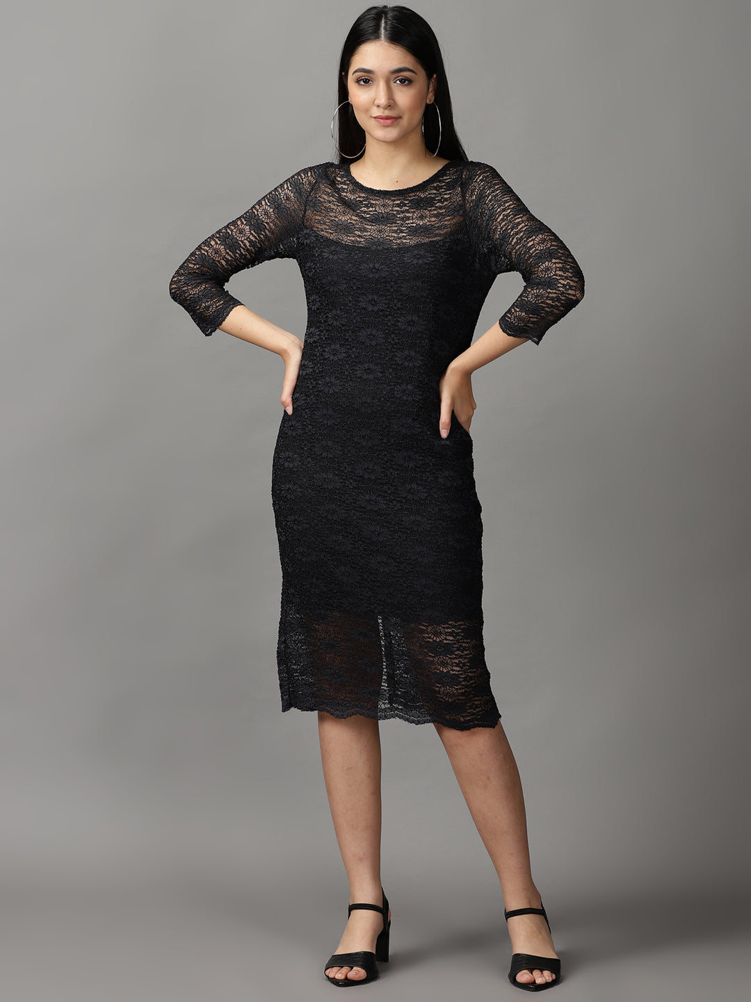 Women's Black Lace Bodycon Dress