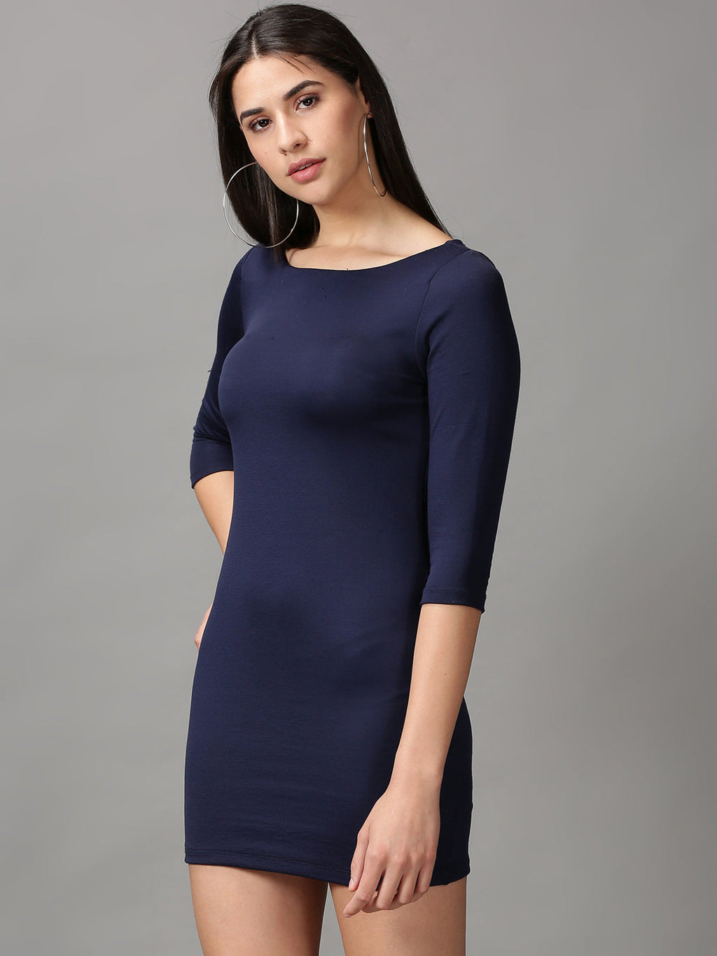 Women's Navy Blue Fit & Flare Mini Dress