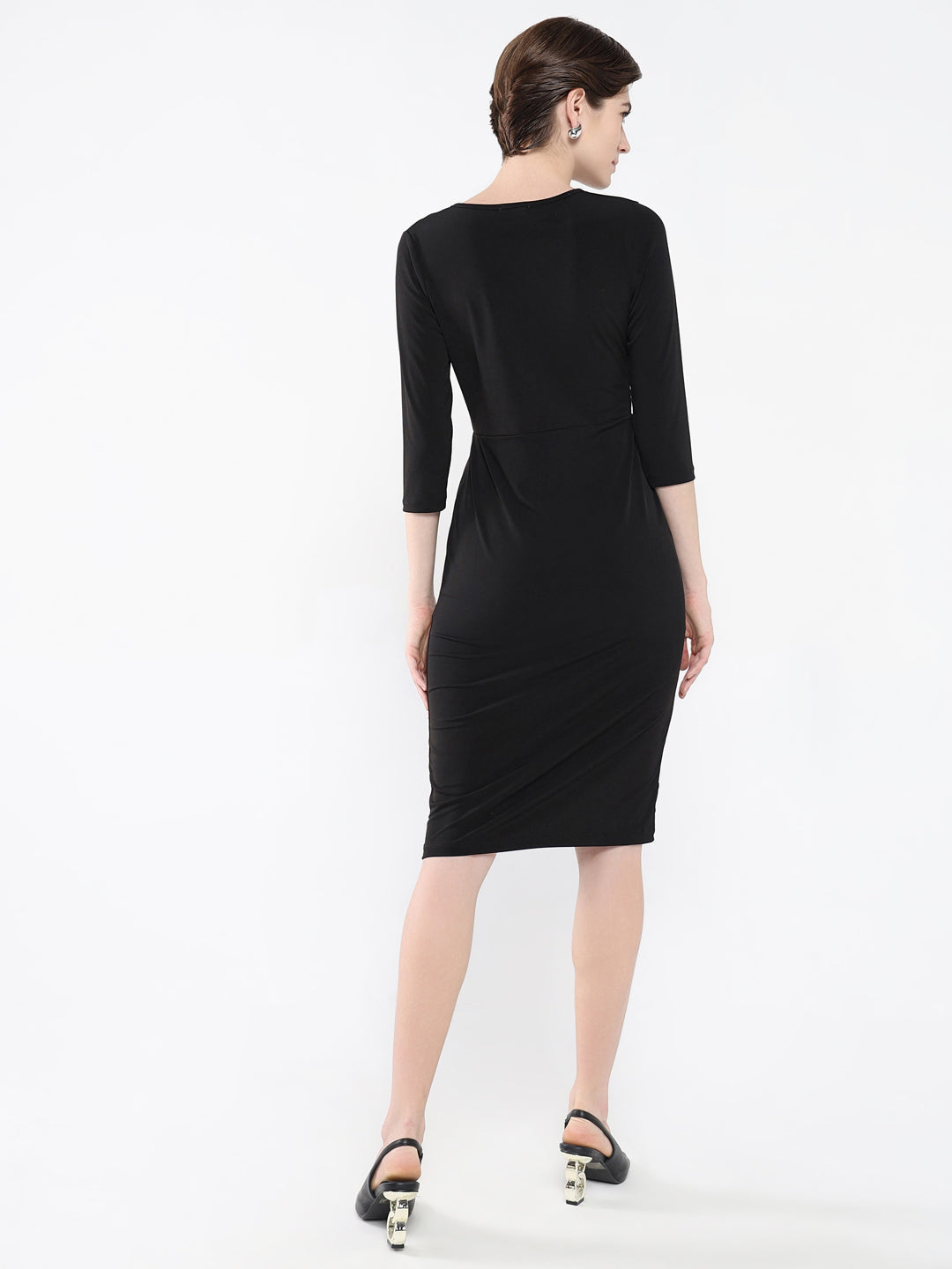 Women's Black Solid Bodycon Dress