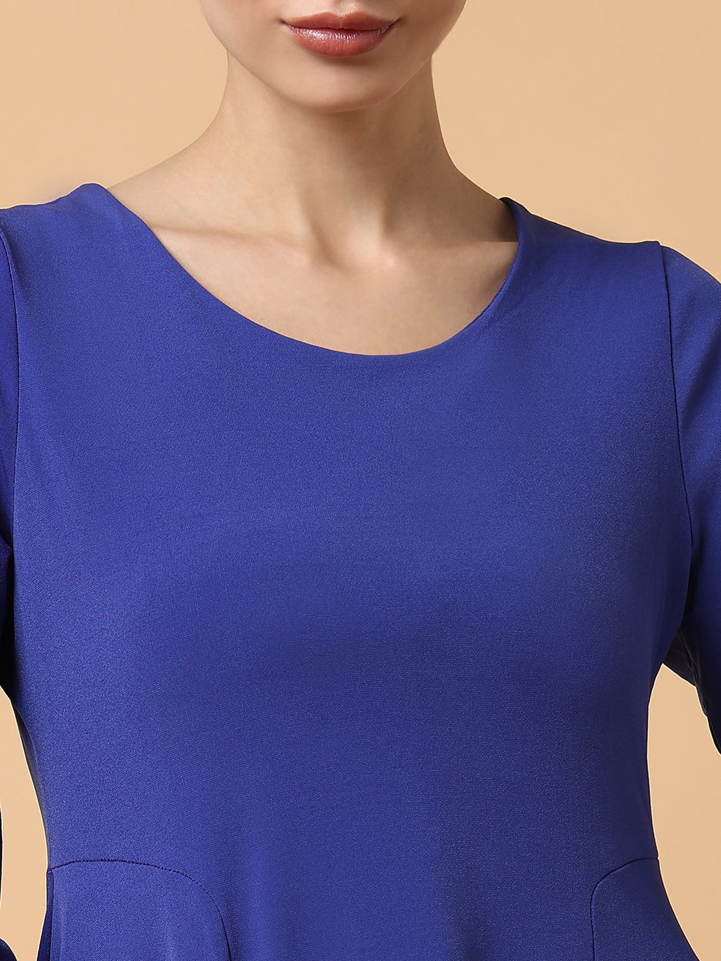 Women's Blue Flared Sleeves Sheath Dress