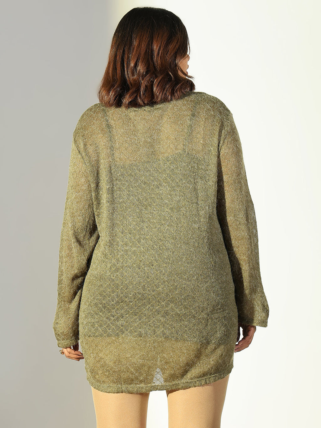 Women's Olive Round Neck Sheath Mini Dress