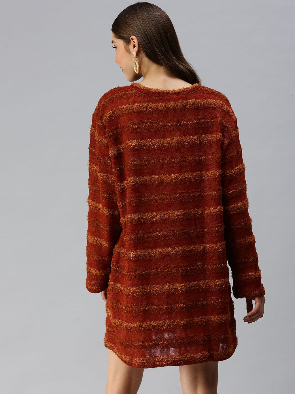 Women's Self Design T-shirt Rust Dress