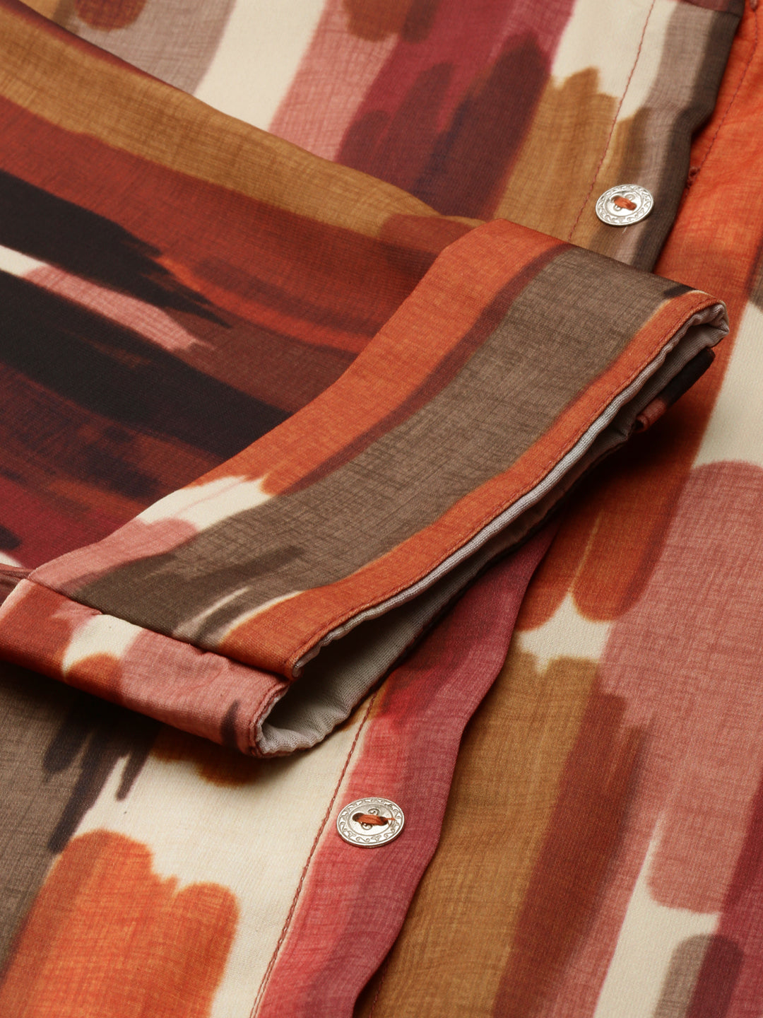 Women's Multi Shirt Collar Abstract Printed Bead Work Straight Kurta