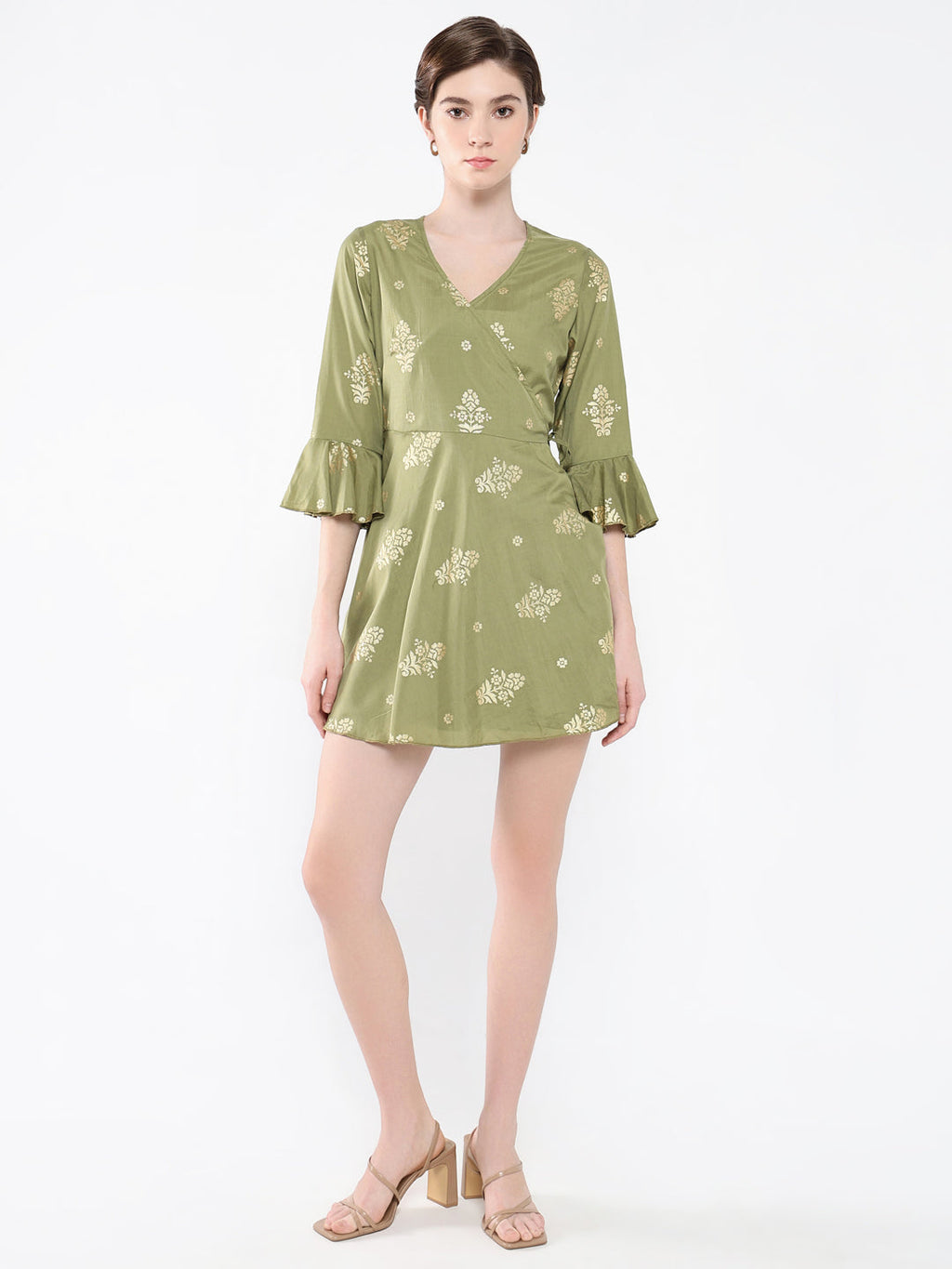 Women's Olive Printed Dress