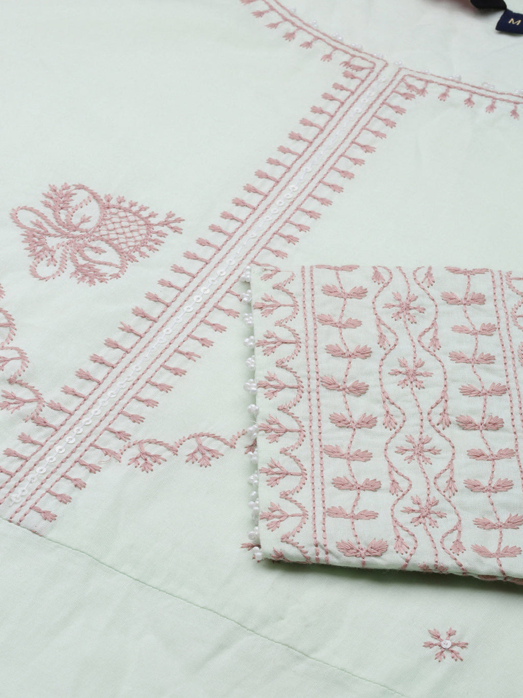 Women's Green Embroidered A-Line Kurta