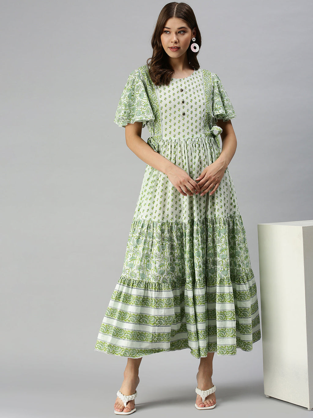 Women's Green Floral Anarkali Kurta