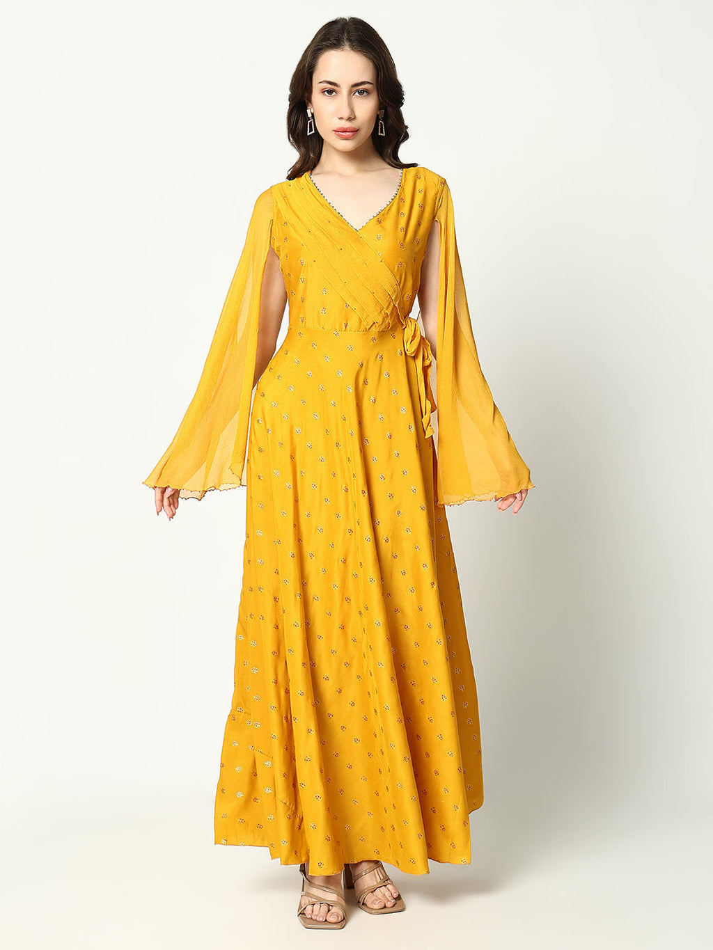 Women's Anarkali Floral Yellow Kurta