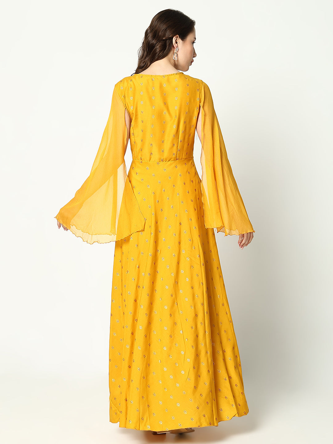 Women's Anarkali Floral Yellow Kurta
