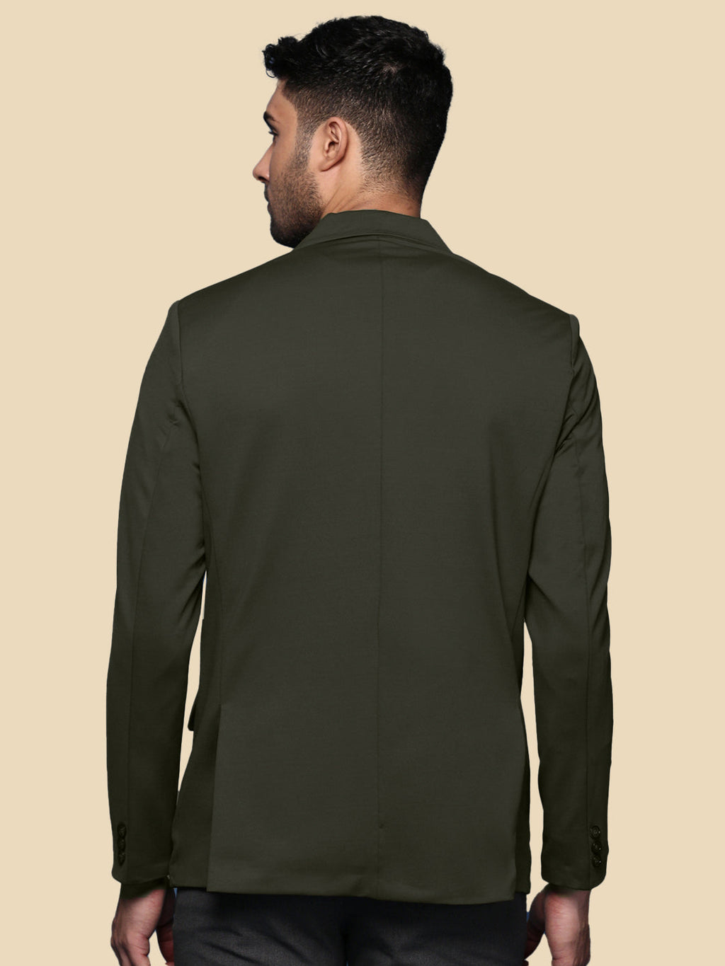 Men's Green Solid Single Breasted Blazer