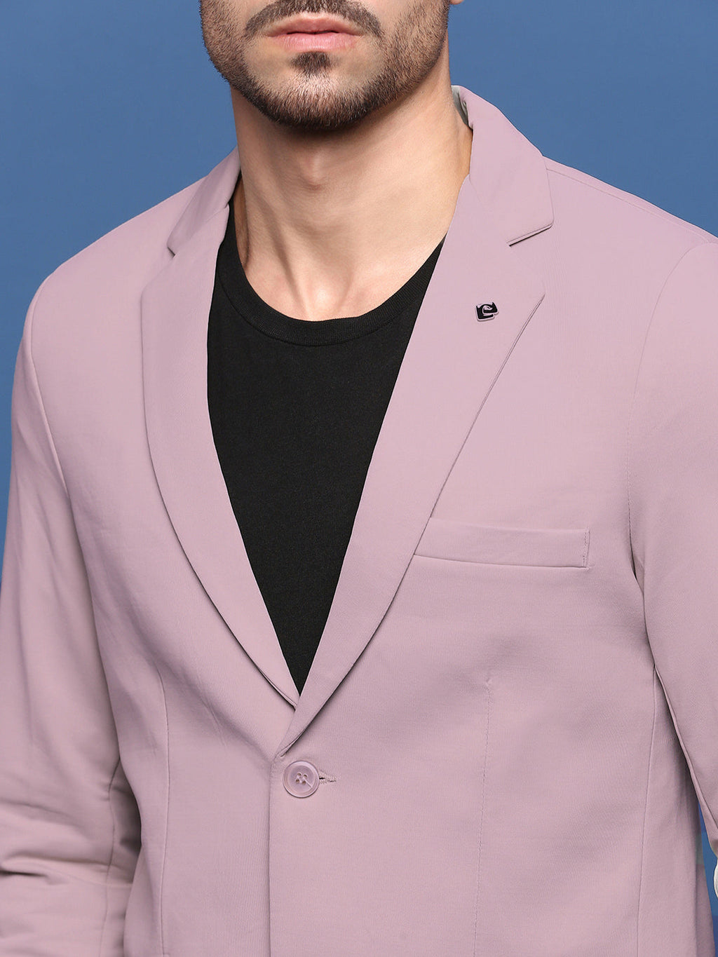 Men's Mauve Solid Single Breasted Blazer