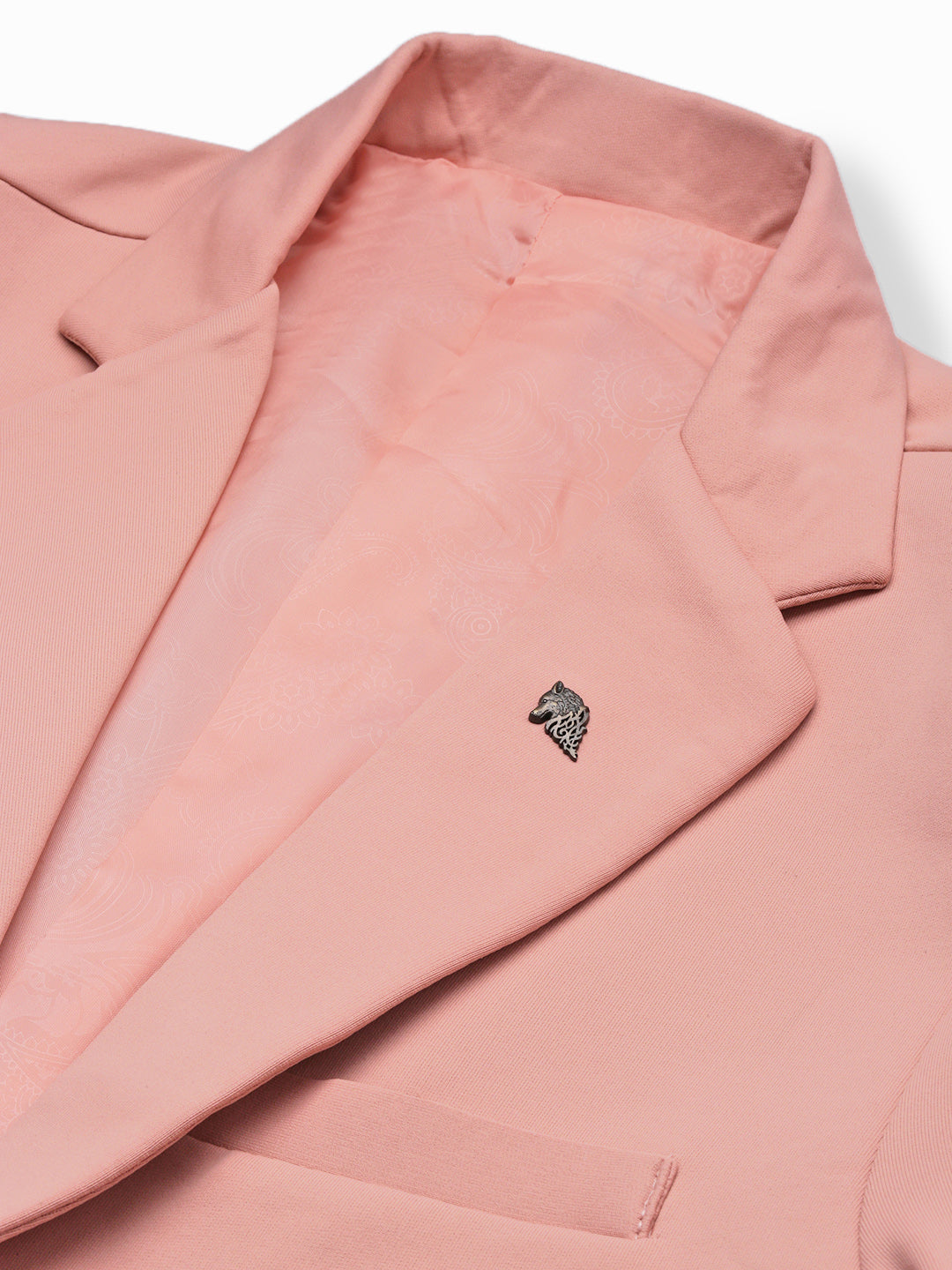 Men's Pink Solid Single Breasted Blazer