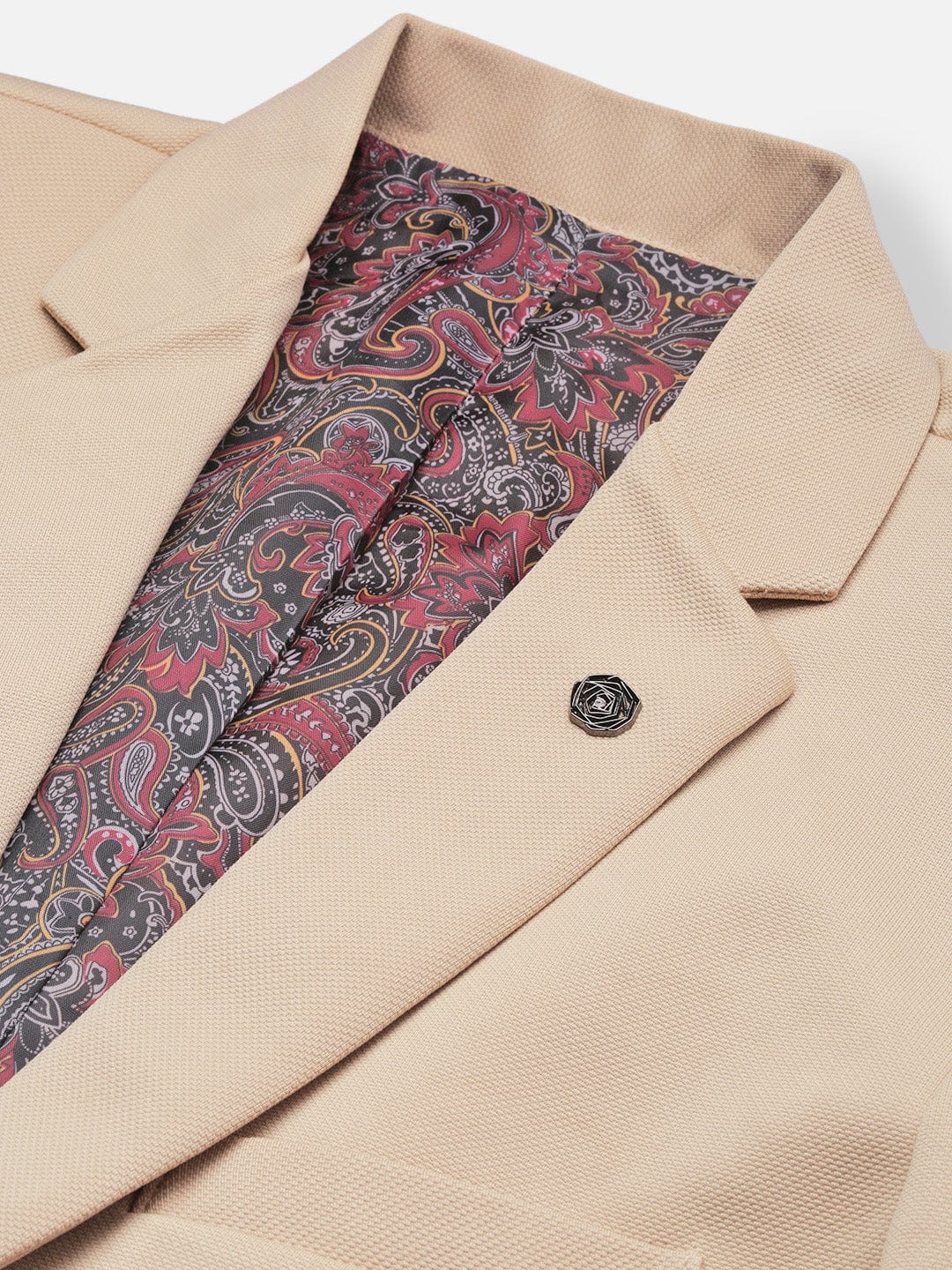 Men's Beige Slim Fit Single Breasted Cotton Blazer