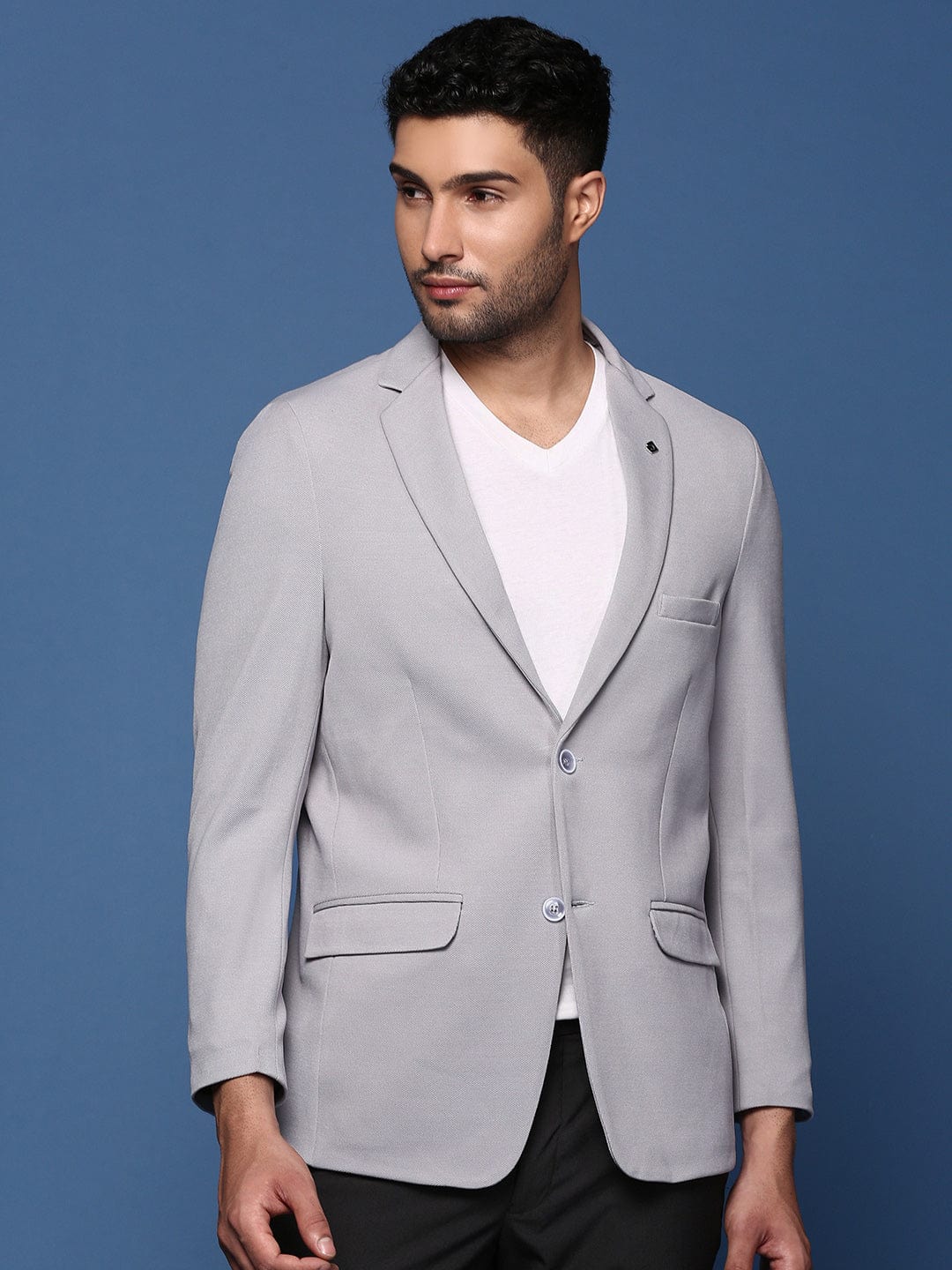 Men's Grey Single Breasted Slim Fit Casual Blazer