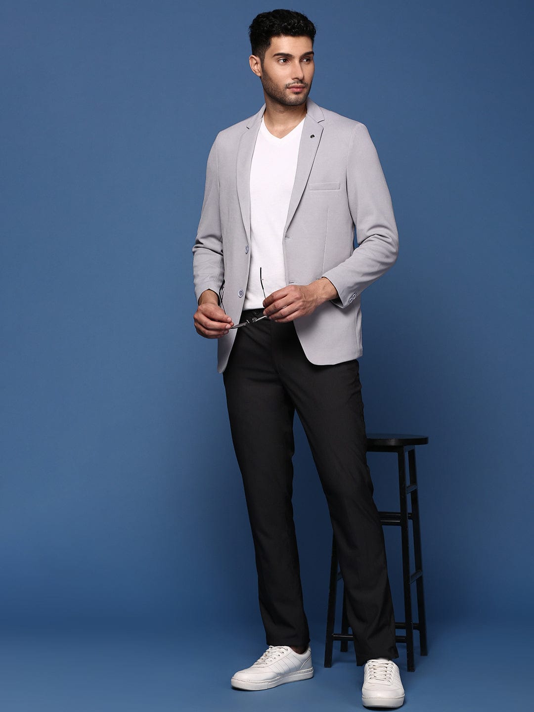 Men's Grey Single Breasted Slim Fit Casual Blazer