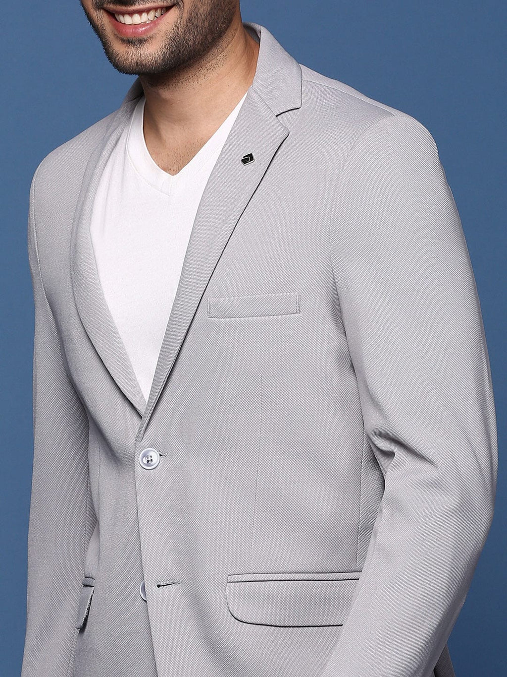 Men's Grey Single Breasted Slim Fit Casual Blazer