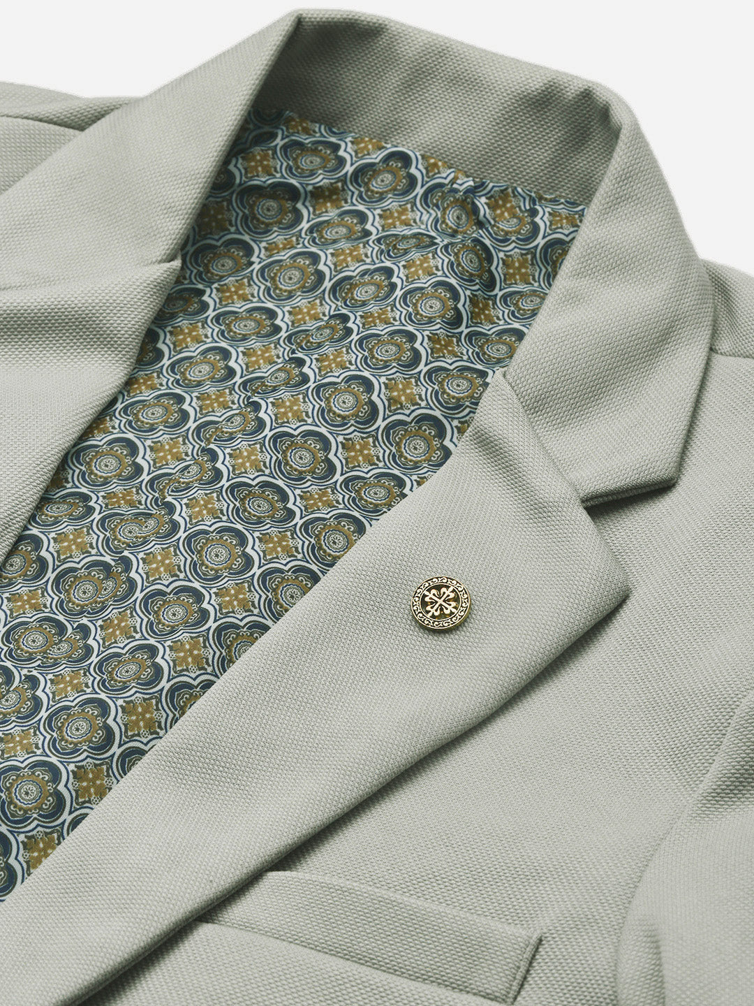 Men's Notched Lapel Solid Olive Blazer