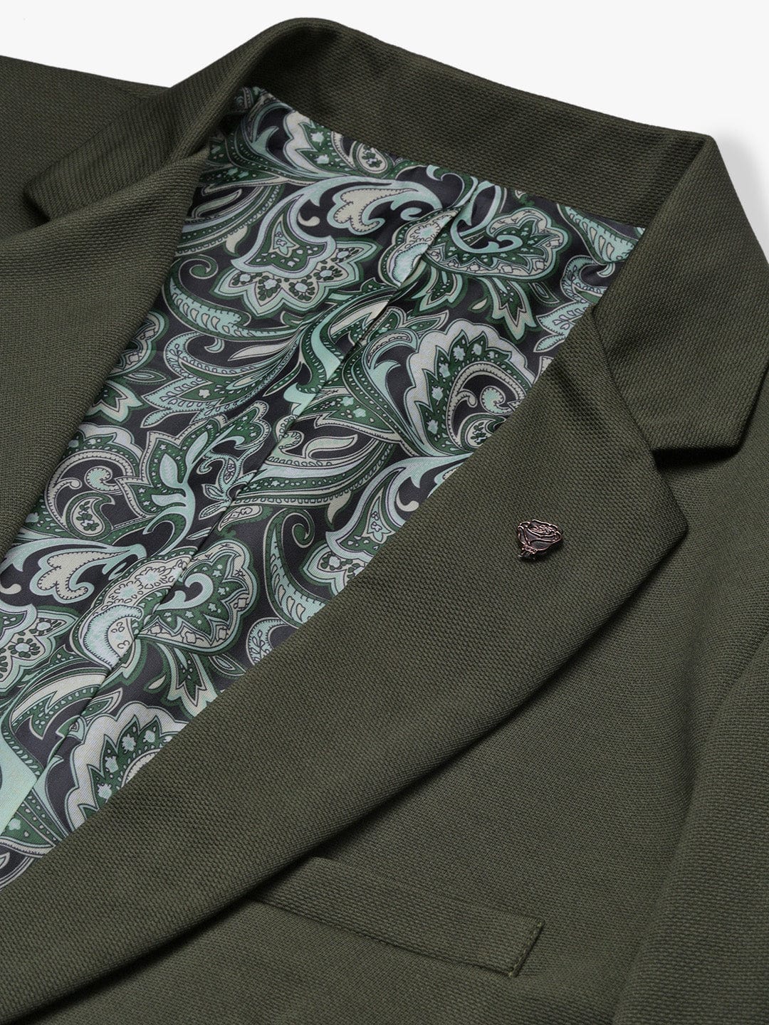 Men's Green Slim Fit Single Breasted Cotton Blazer