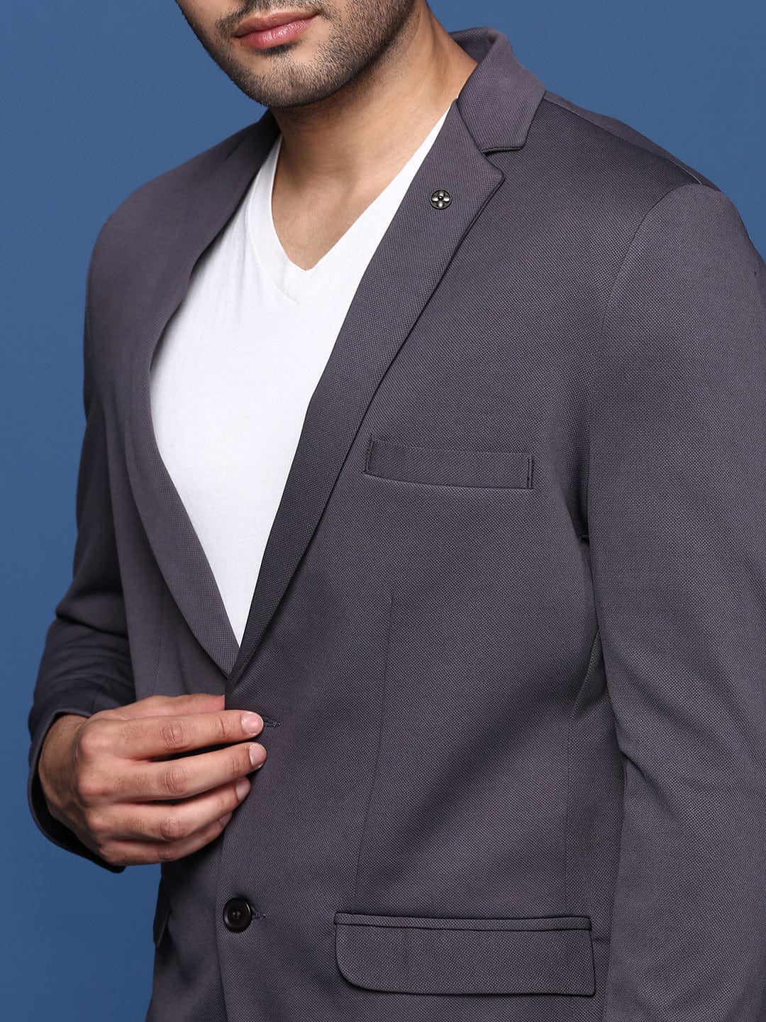 Men's Charcoal Single Breasted Formal Blazer