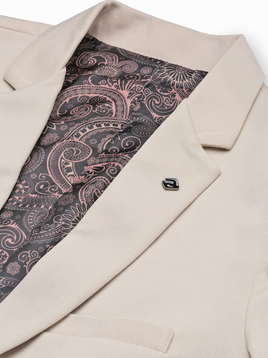 Men's Cream Slim Fit Single Breasted Blazer