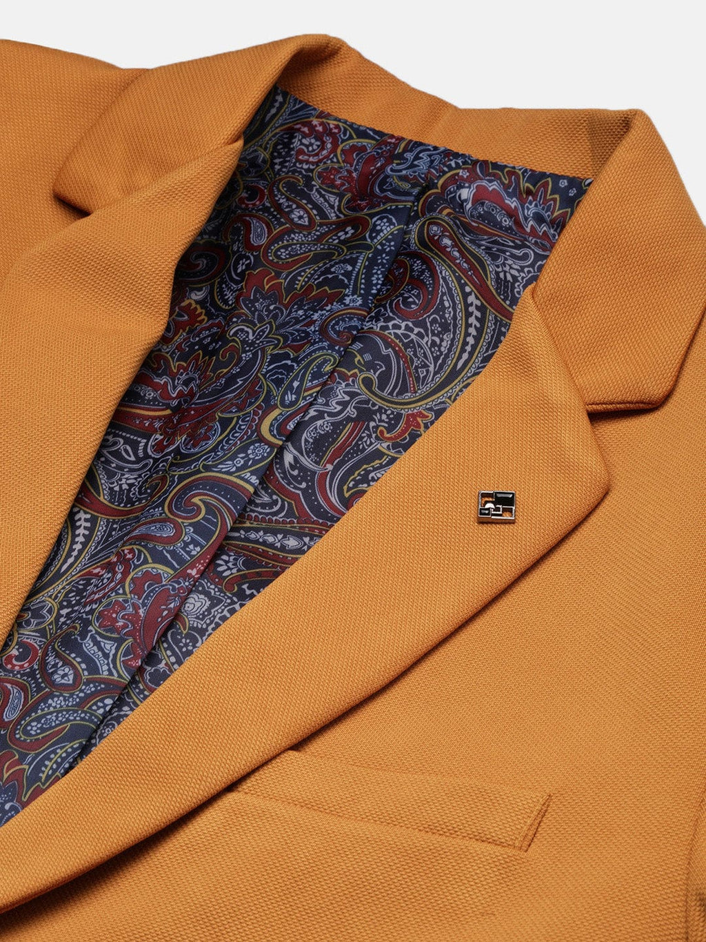 Men's Mustard Notched Lapel Slim Fit Single Breasted Blazer