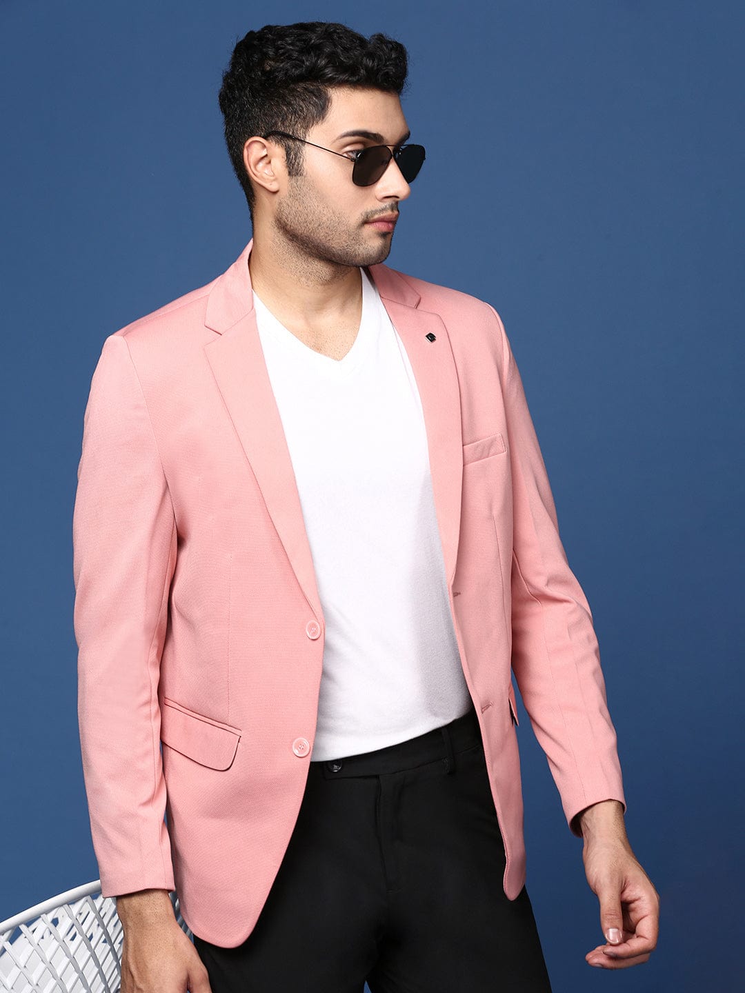 Men's Pink Slim Fit Single Breasted Blazer
