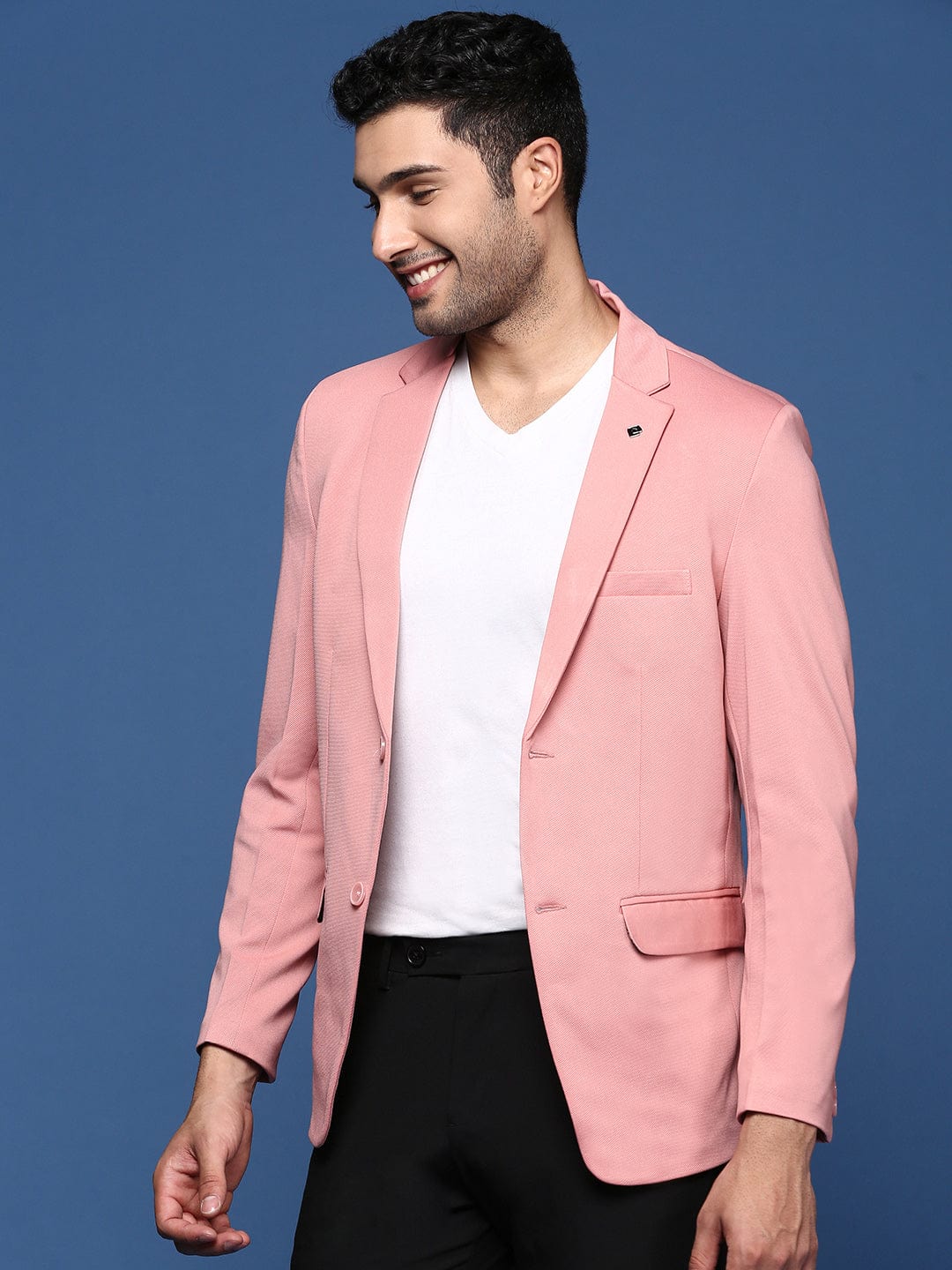 Men's Pink Slim Fit Single Breasted Blazer