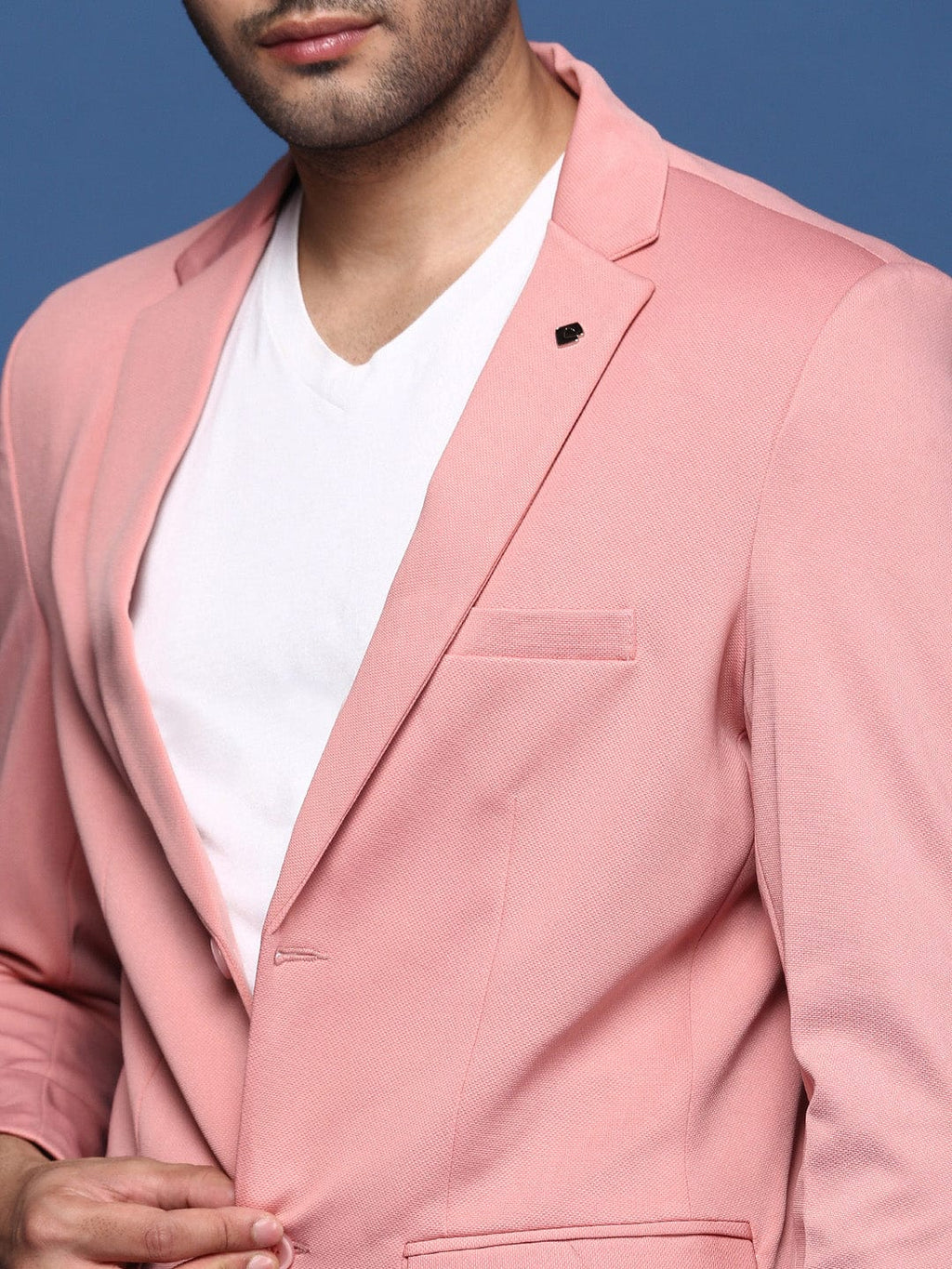 Men's Pink Slim Fit Single Breasted Blazer
