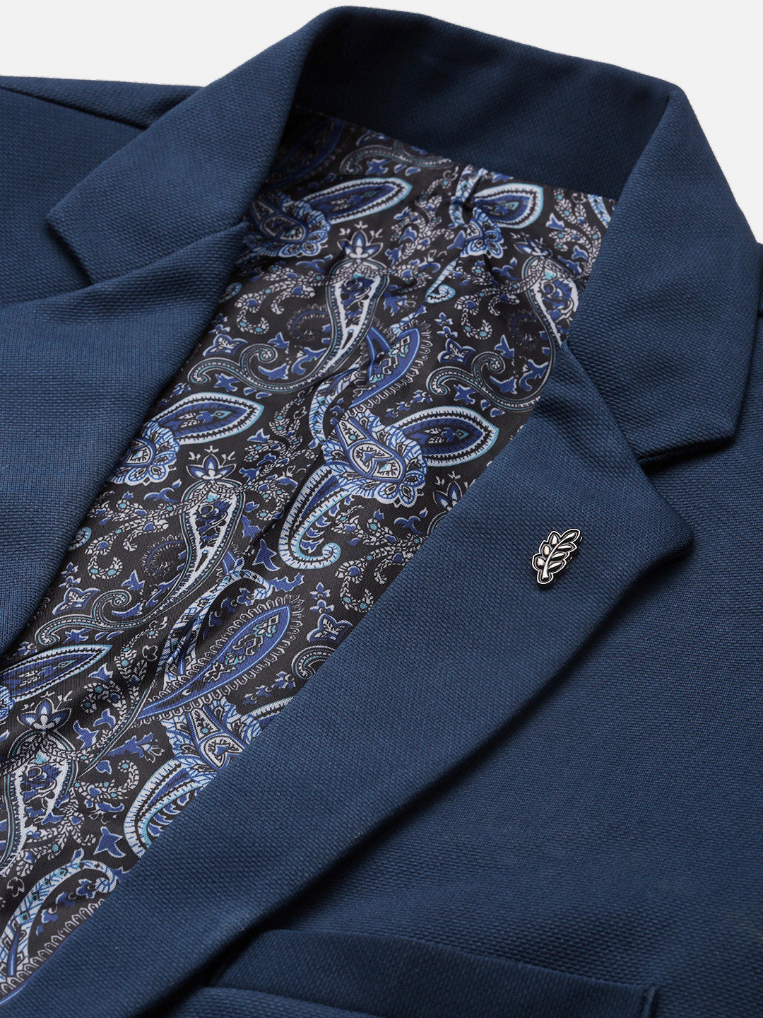 Men's Notched Lapel Solid Teal Blazer