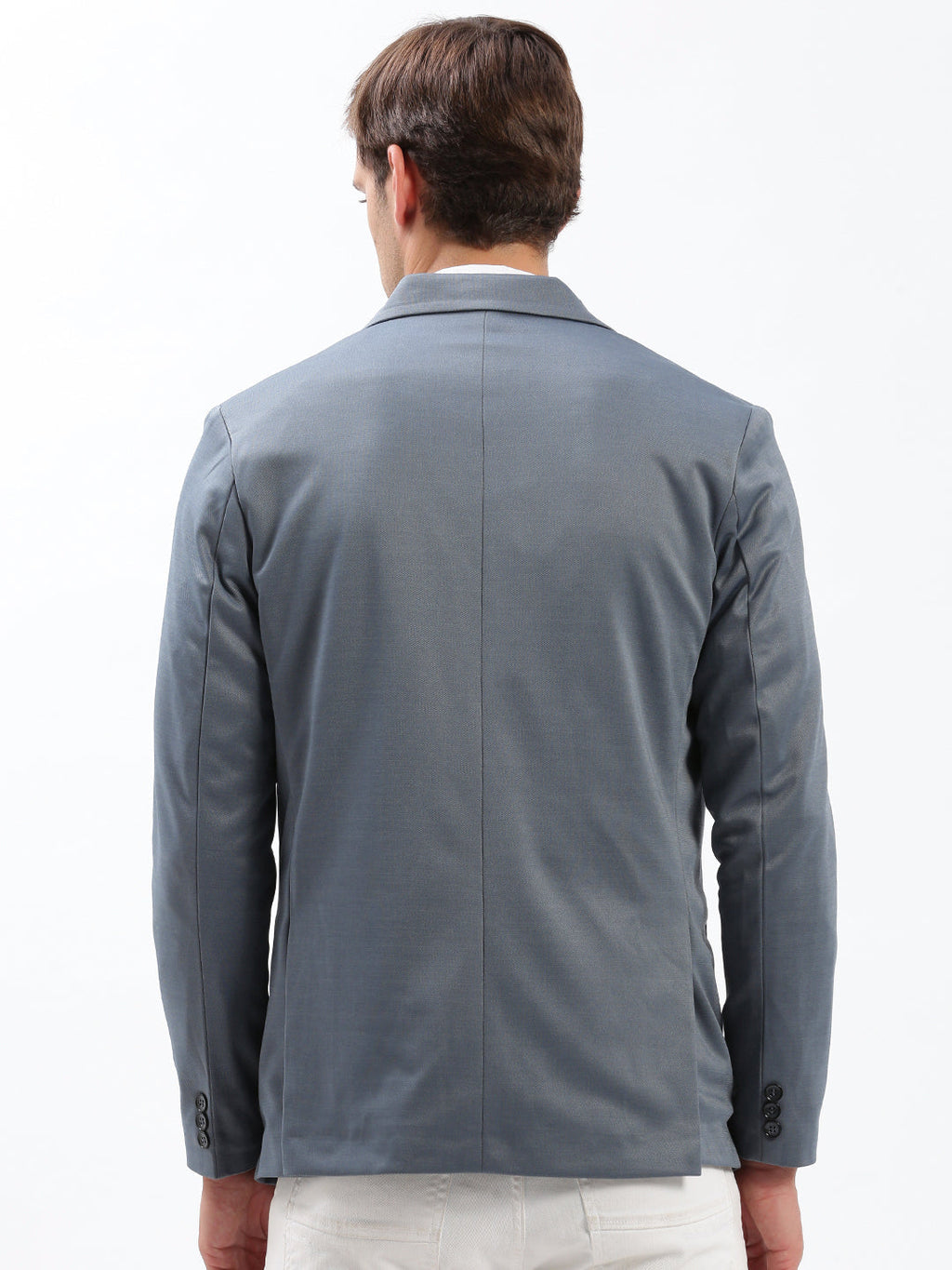 Men's Notched Lapel Solid Grey Blazer