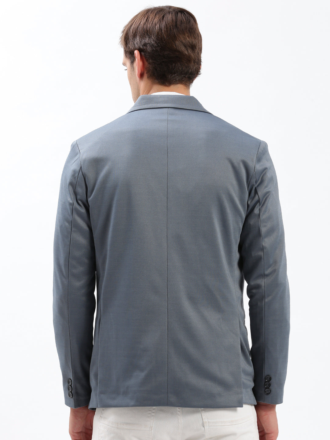 Men's Notched Lapel Solid Grey Blazer