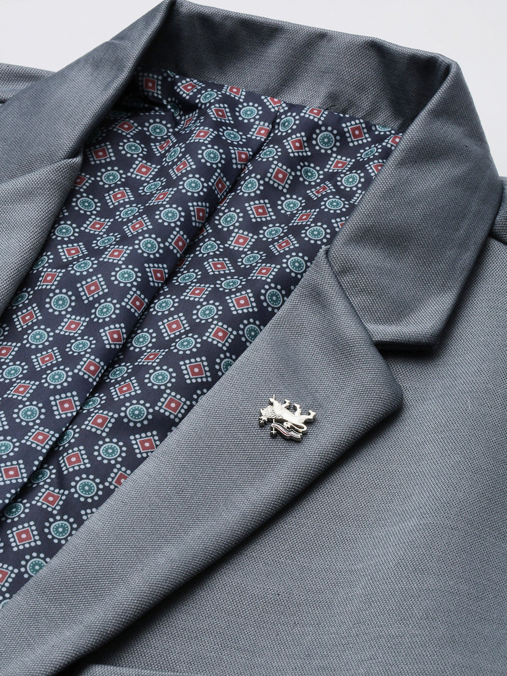 Men's Notched Lapel Solid Grey Blazer