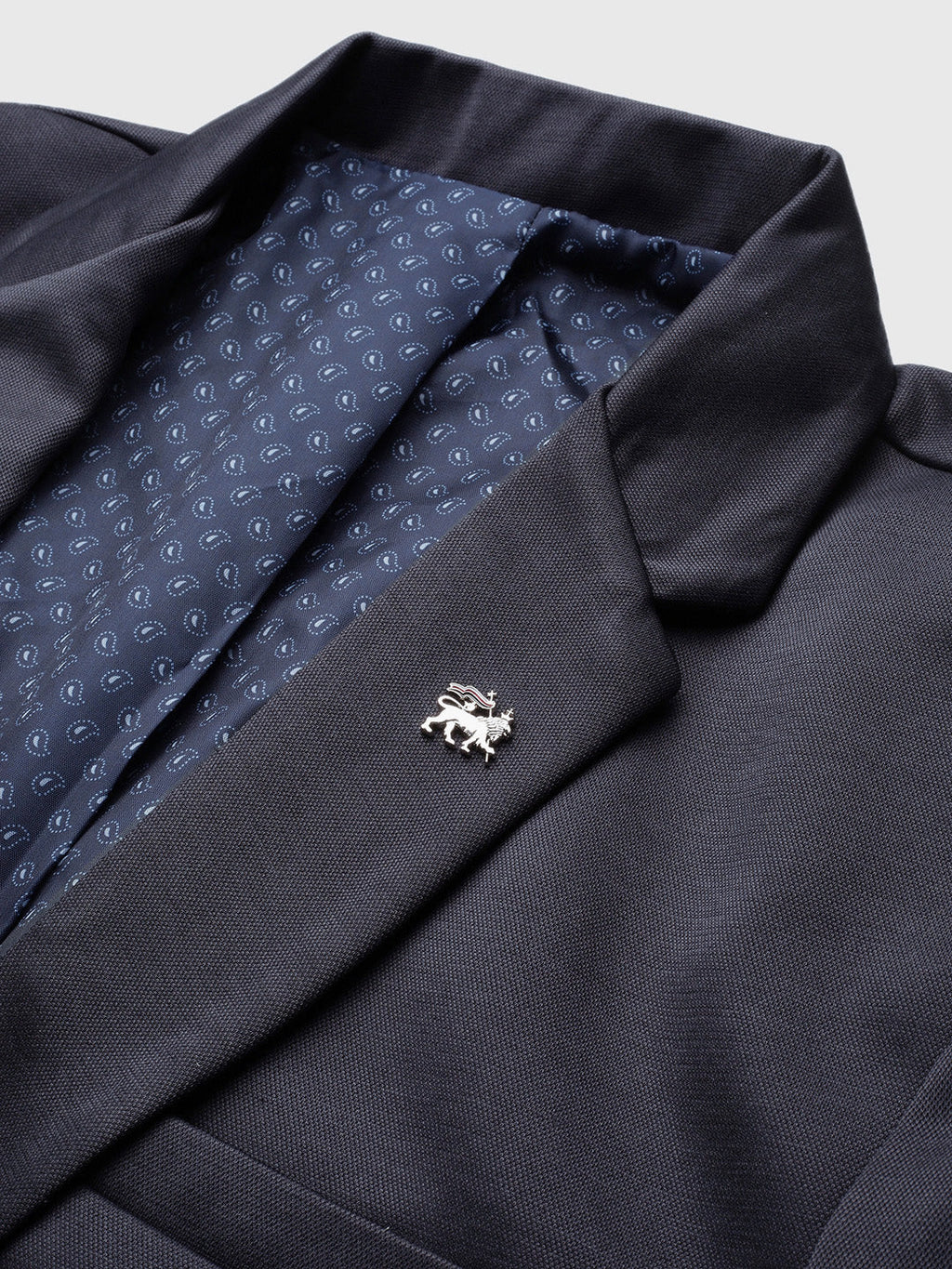 Men's Notched Lapel Solid Navy Blue Blazer