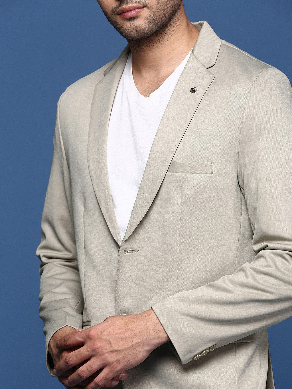 Men's Sea Green Notched Lapel Slim Fit Single Breasted Cotton Blazers