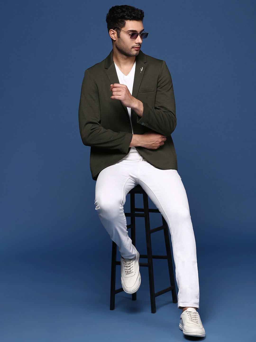 Men's Green Slim Fit Single Breasted Casual Blazer