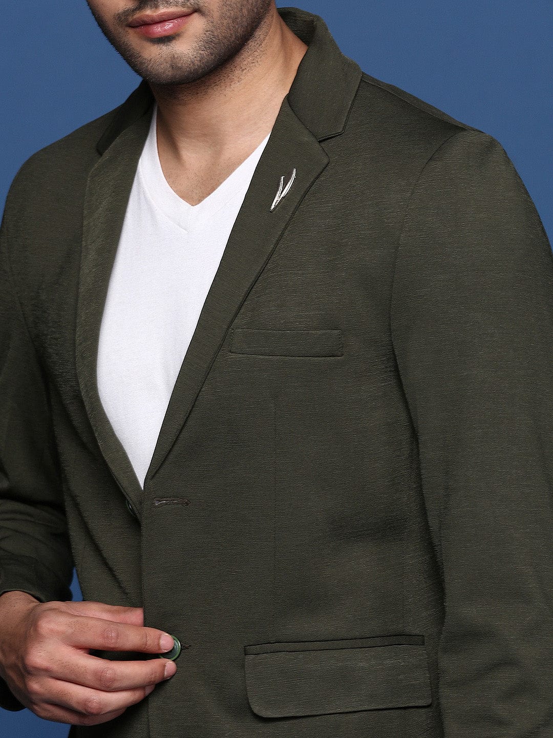 Men's Green Slim Fit Single Breasted Casual Blazer